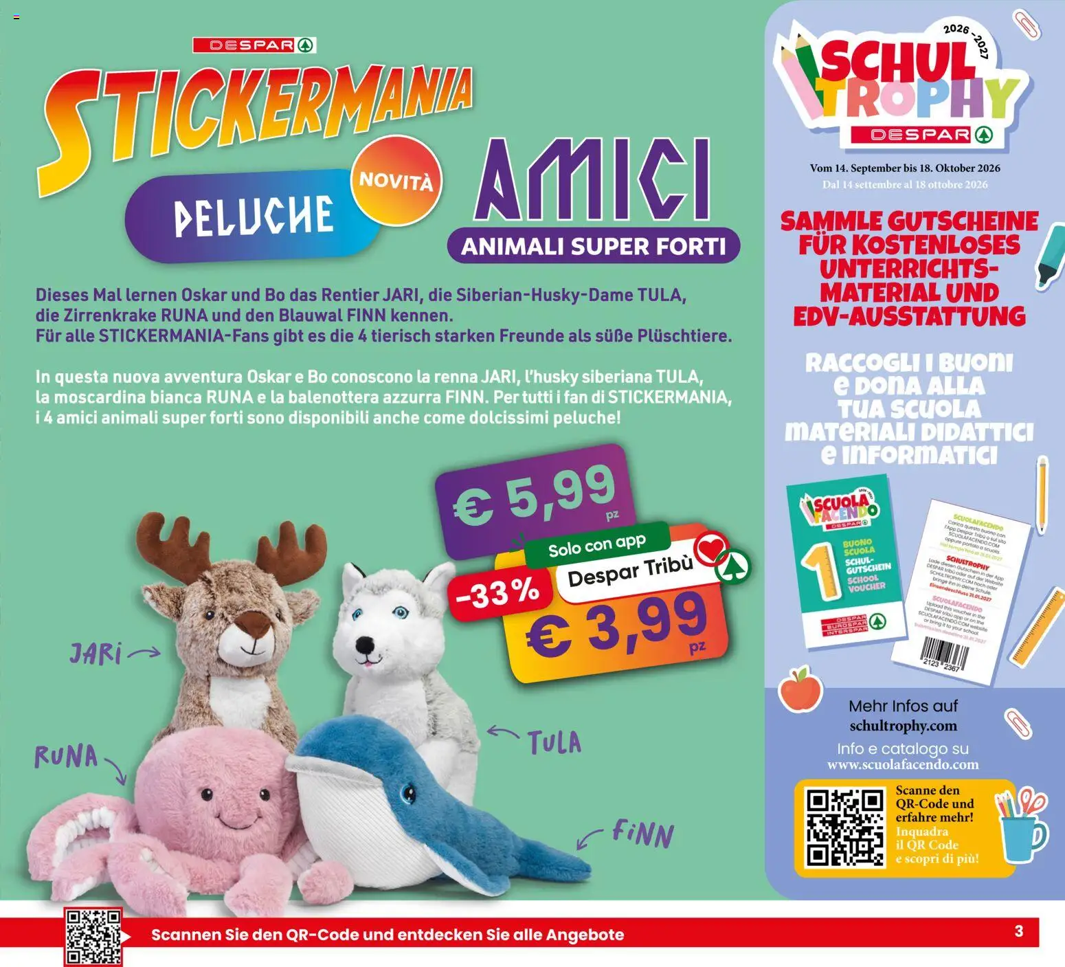 Volantino Eurospar del 17/09/2026 | Pagina: 3 | Prodotti: Peluche, The, Fan