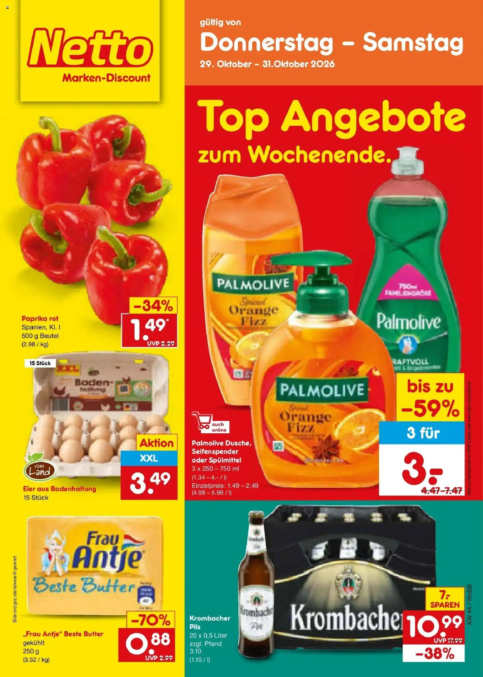 Netto Marken-Discount Prospekt Ludwigshafen-Edigheim – gültig ab 26.10.2026 | Seite: 58 | Produkte: Butter, Paprika rot, Seifenspender, Krombacher