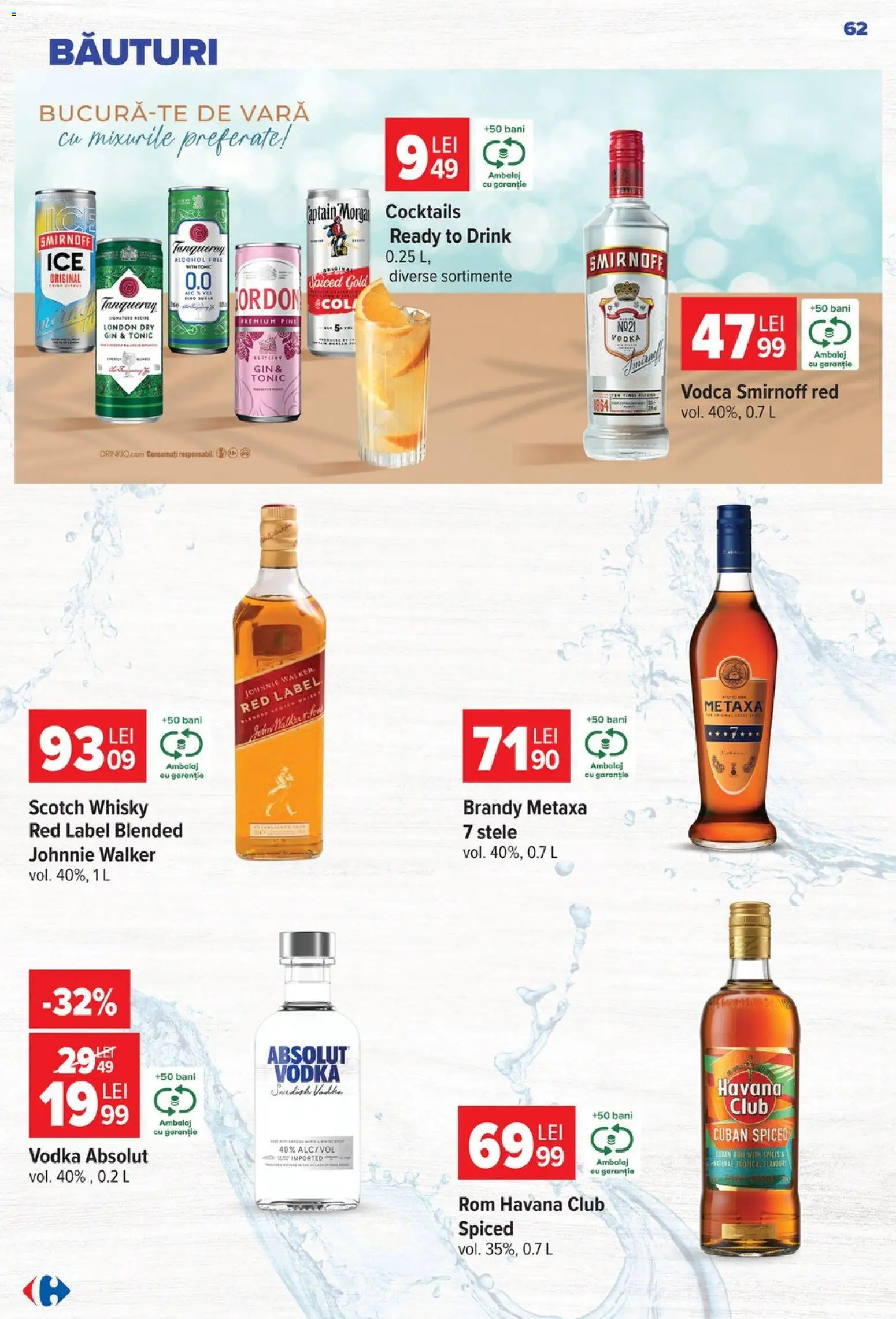 Noul catalog Carrefour – valabil de la 12.08.2026 | Pagină: 63 | Produse: Scotch Whisky, Rom havana, Rom, Vodka