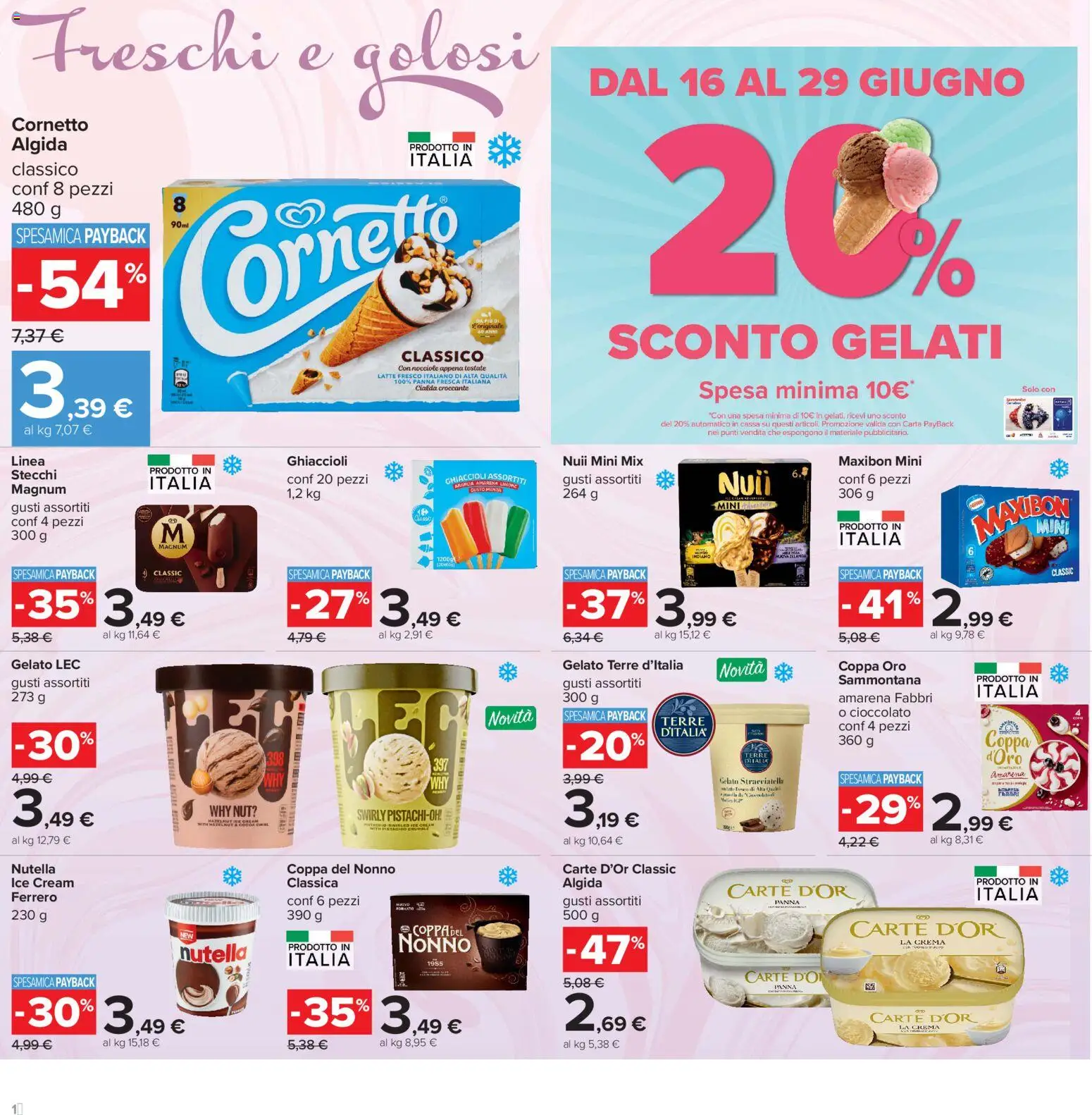 Volantino Carrefour del 16.06.2026 | Pagina: 18 | Prodotti: Cioccolato, Cornetto, Nutella, Amarena