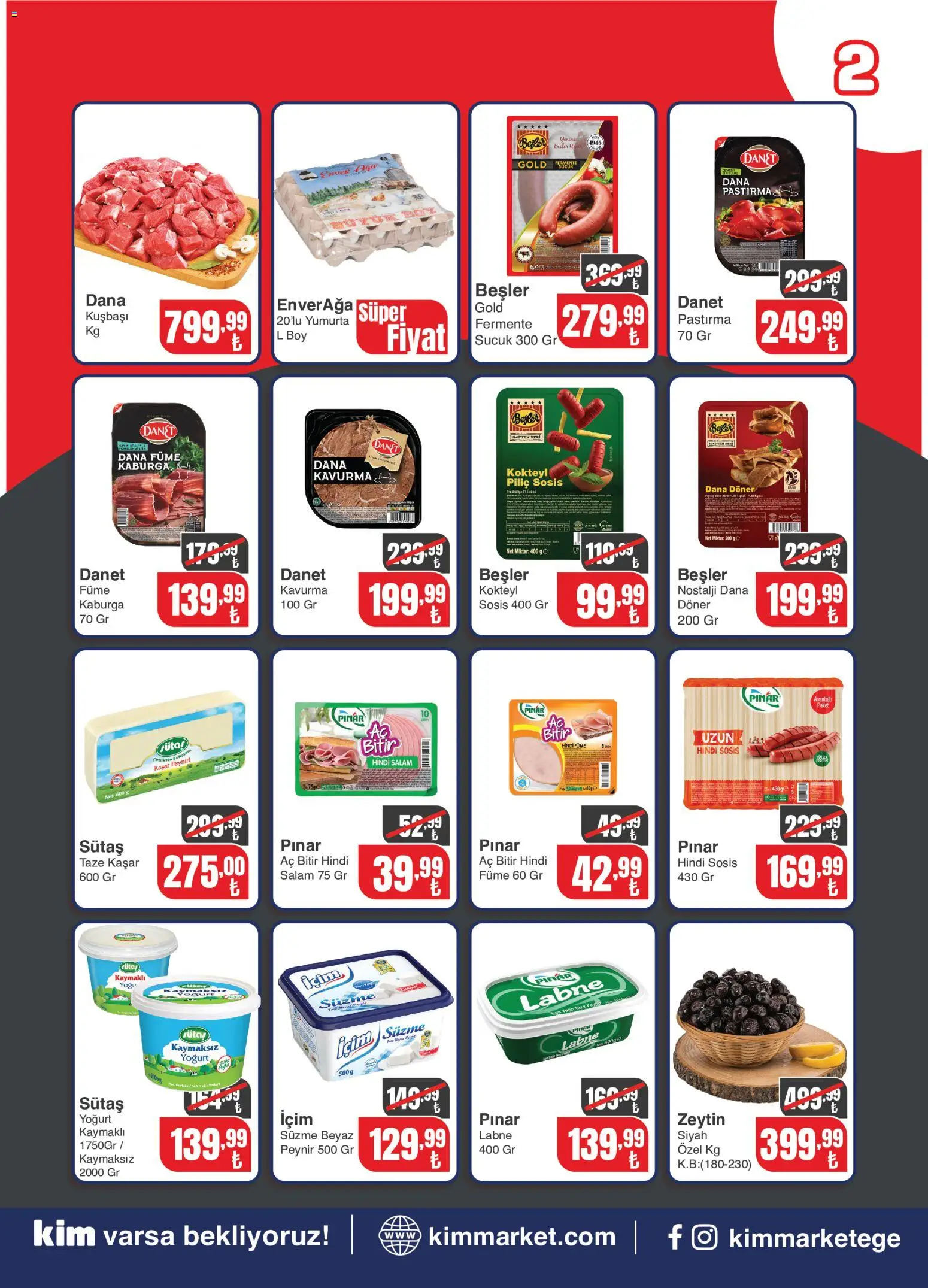 Kim Market Katalog - 06 Temmuz 2026 tarihinden itibaren geçerlidir | Sayfa: 2 | Ürünler: Döner, Yoğurt, Sosis, Dana füme