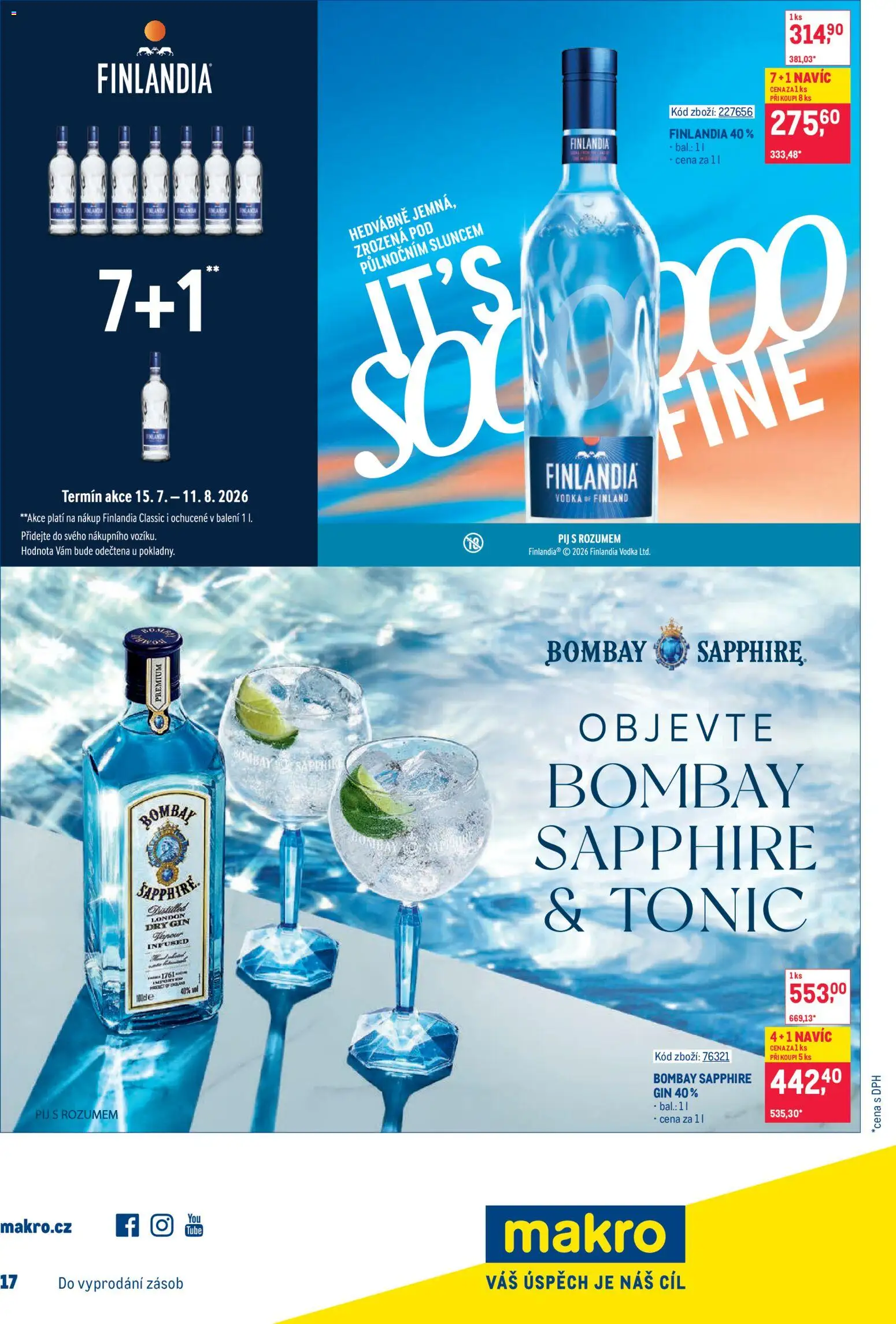Makro leták - Gastronomie od 29.07.2026 | Strana: 25 | Produkty: Gin, Vodka, Finlandia vodka, Tonic