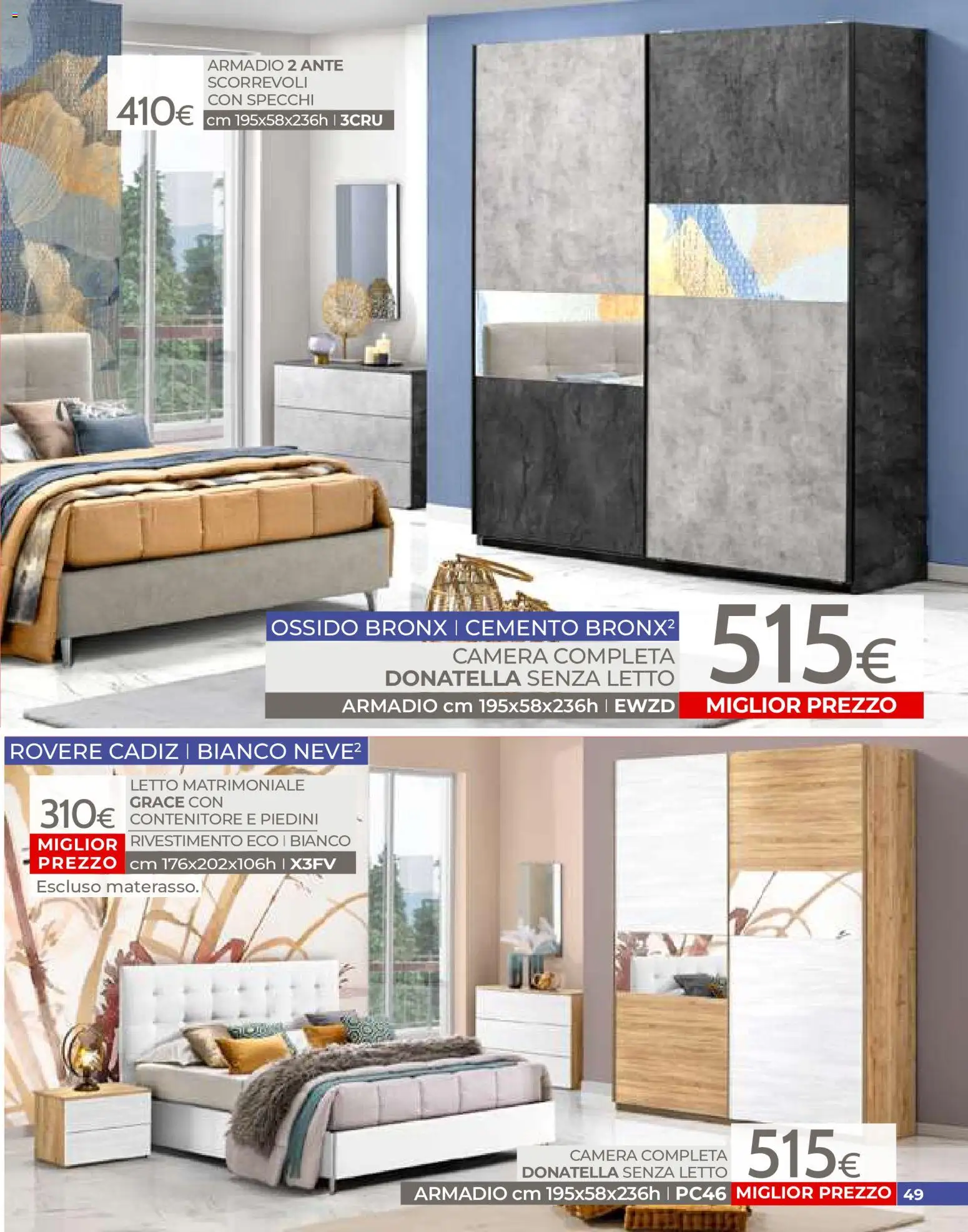 Volantino Mondo Convenienza del 01/07/2026 | Pagina: 49 | Prodotti: Letto matrimoniale, Contenitore, Letto, Armadio