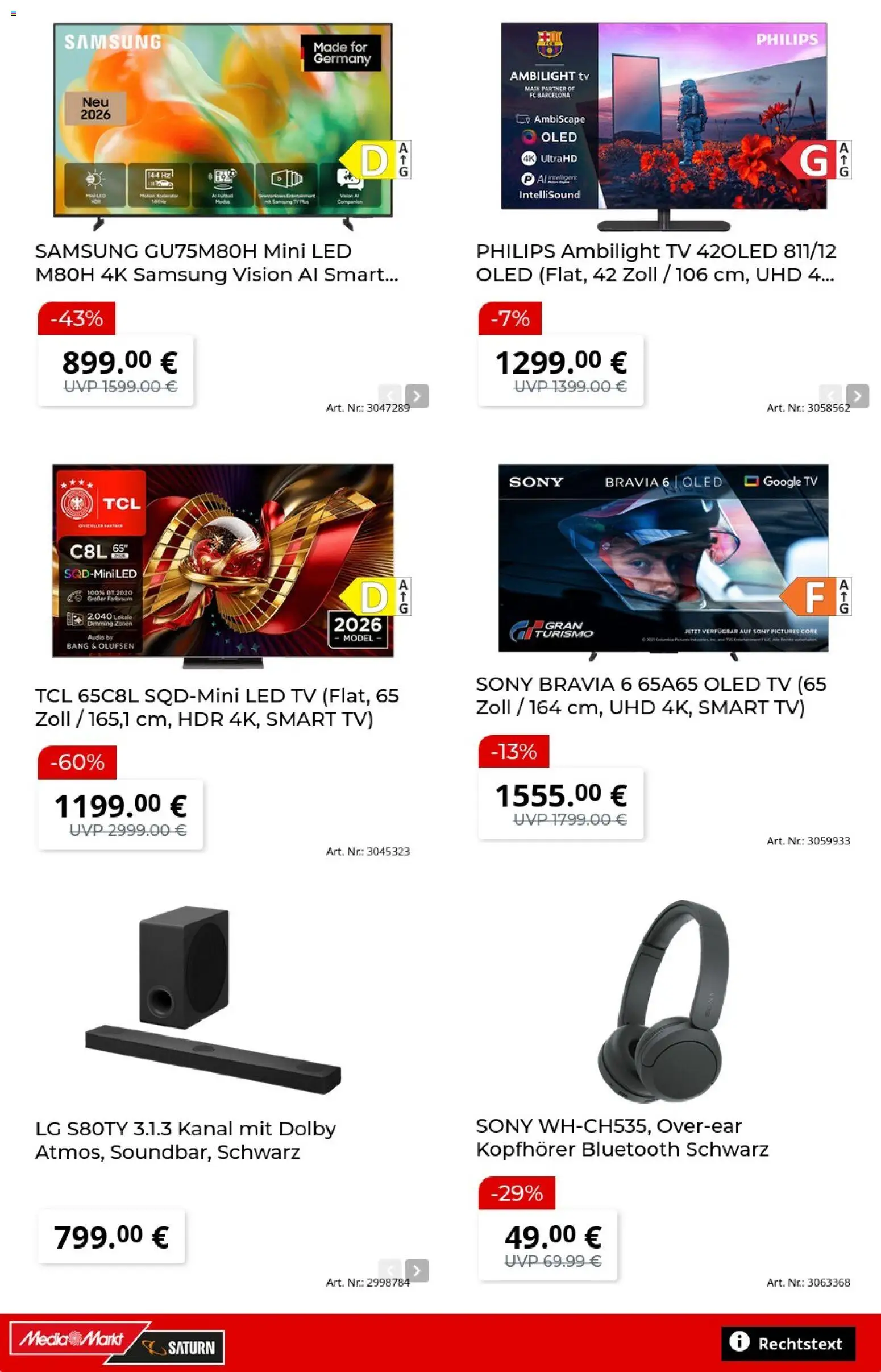 Media Markt Prospekt – gültig ab 14.10.2026 | Seite: 23 | Produkte: LG, Sony, TV, Kopfhörer