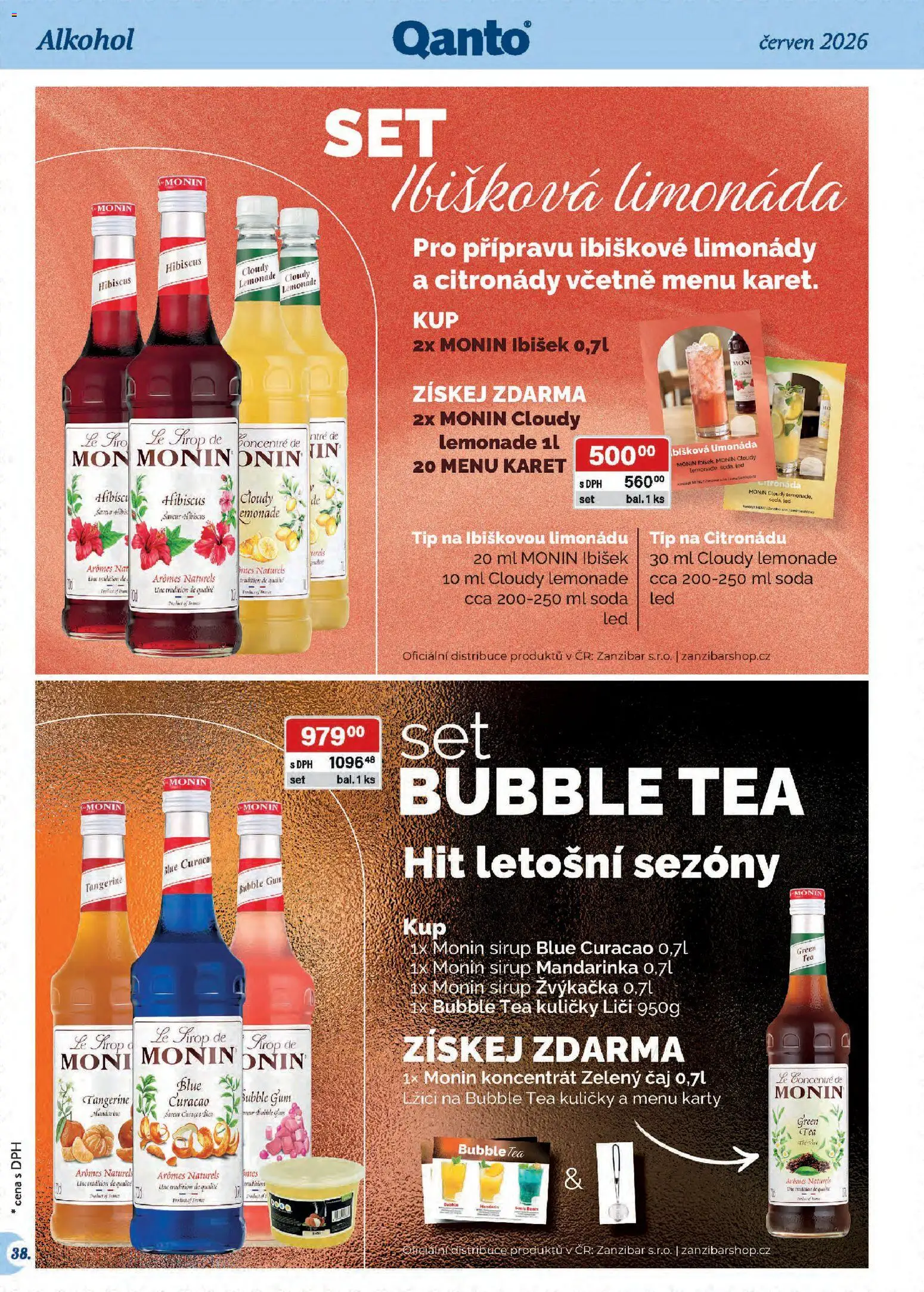 Astur & Qanto leták - Velkoobchod 06/2026 od 01.06.2026 | Strana: 38 | Produkty: Monin, Zelený čaj, Monin sirup, Sirup
