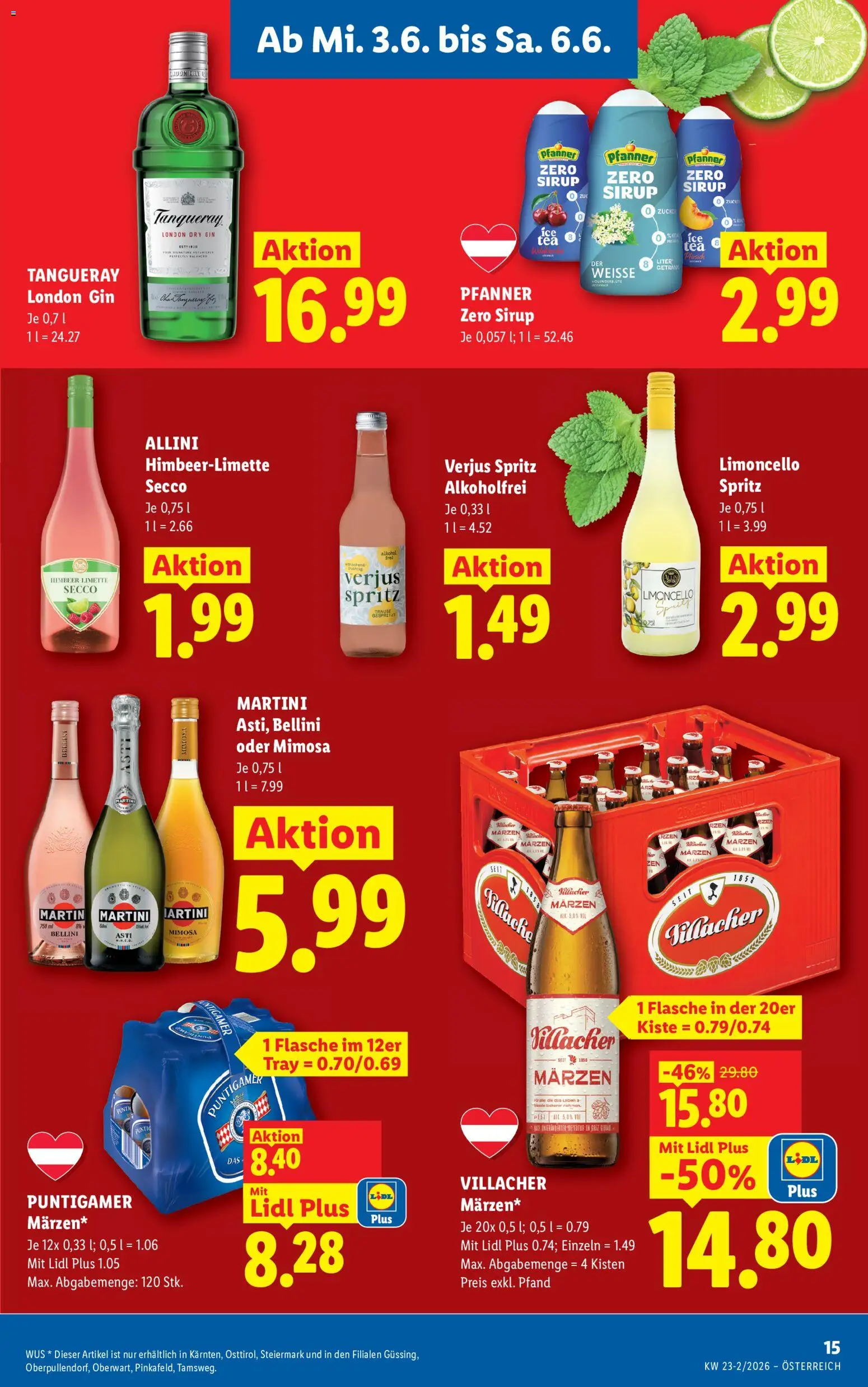 Lidl Flugblatt - Oberpullendorf, Güssing, Oberwart gültig ab 03.06.2026 | Seite: 17 | Produkte: Gin, Zucker, Pfirsich, Limette