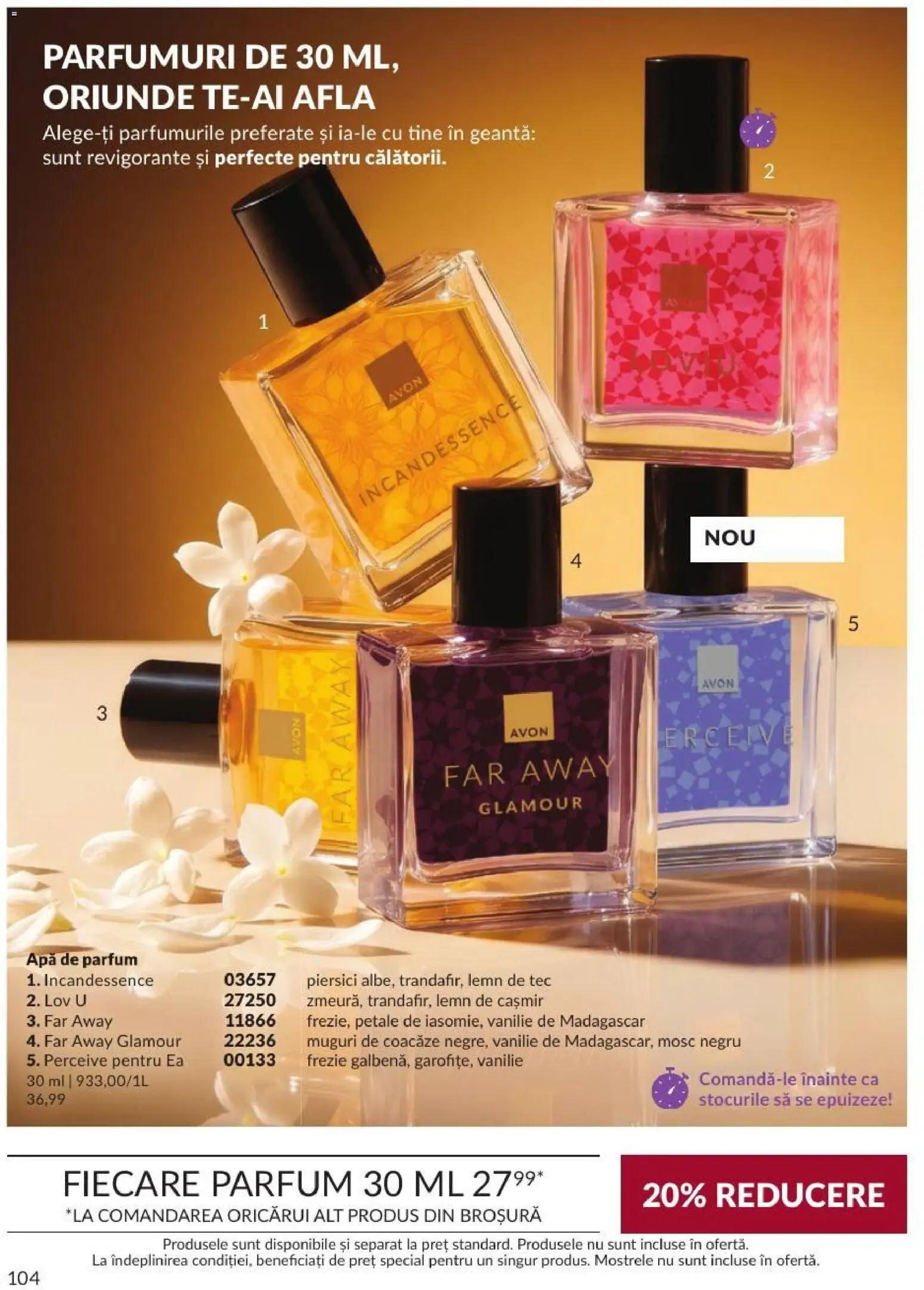 Noul catalog Avon – valabil de la 01.09.2026 | Pagină: 104 | Produse: Apă de parfum, Geantă, Piersici, Apă