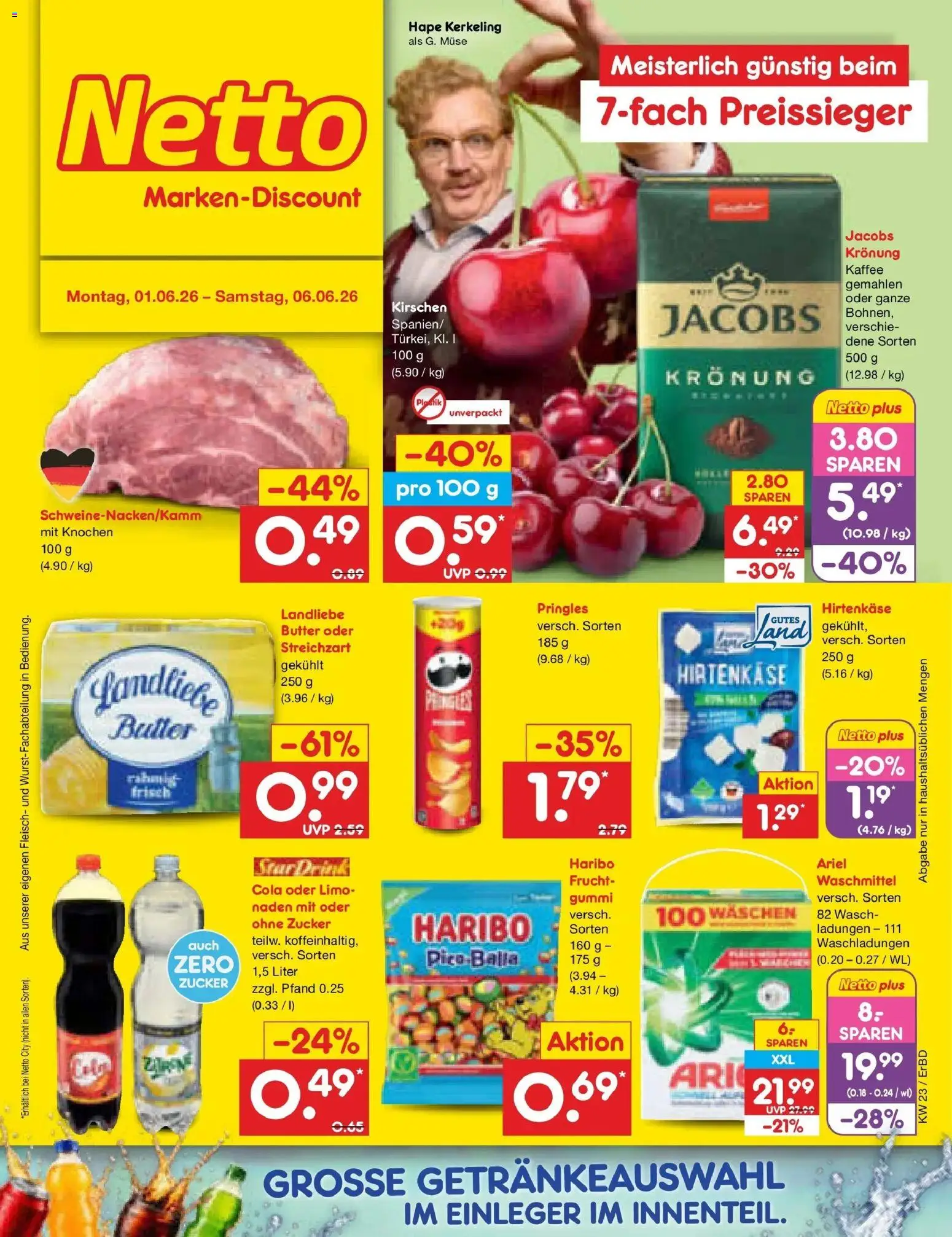 Netto Marken-Discount Prospekt Weimar – gültig ab 01.06.2026 | Seite: 1 | Produkte: Cola, Kaffee, Waschmittel, Fleisch
