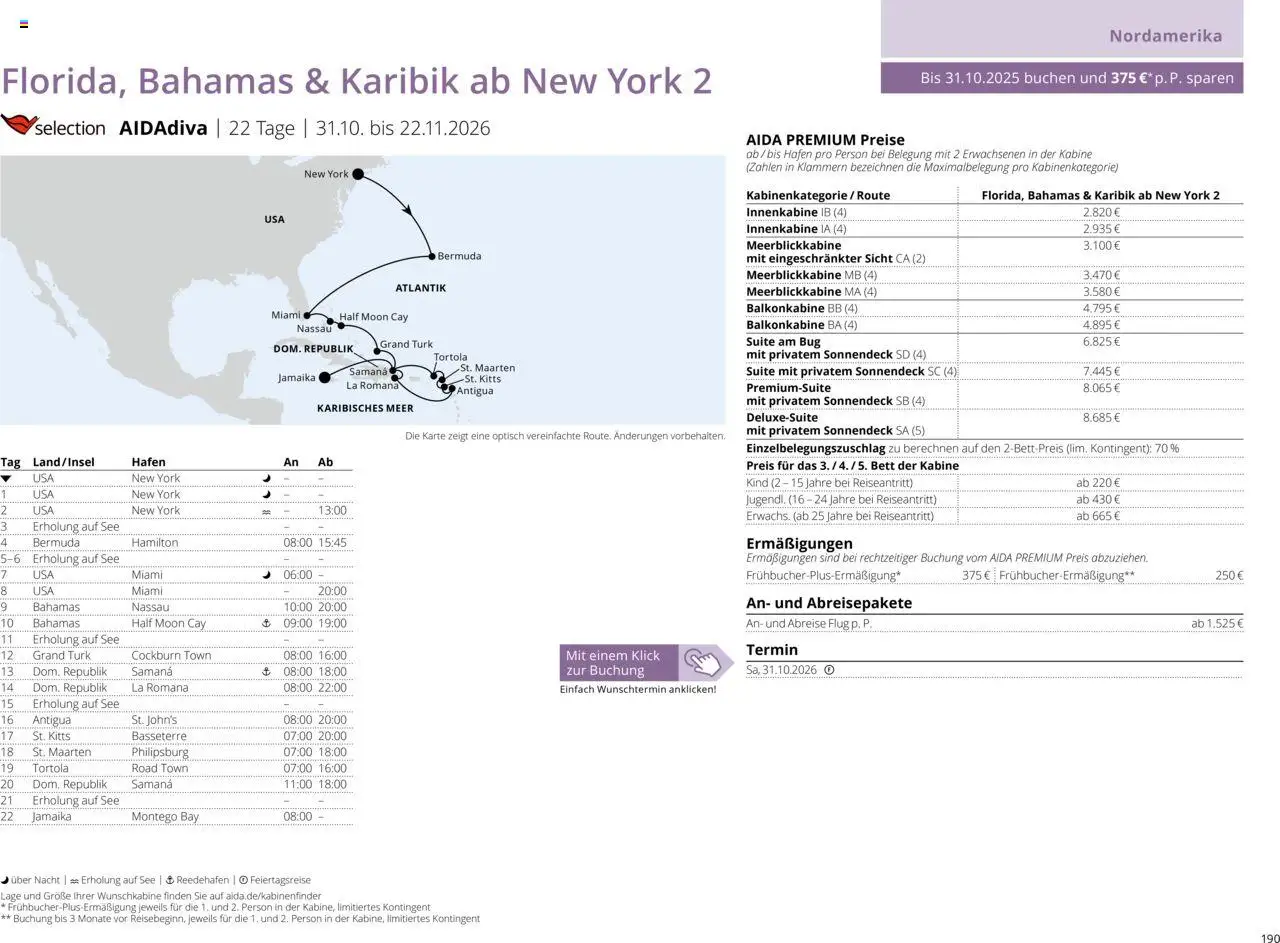 Aida Sommer 2026 – gültig ab 01.03.2026 | Seite: 190 | Produkte: Bermuda, Bett