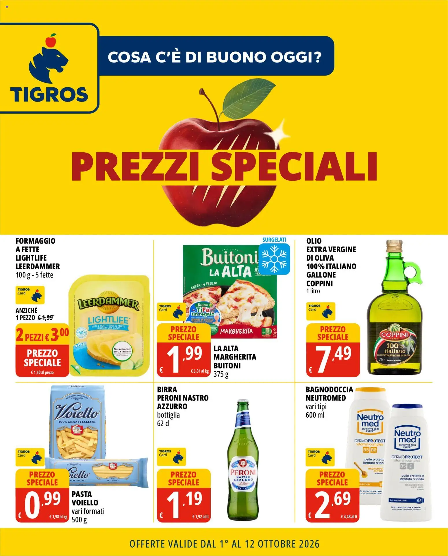 Volantino Tigros del 01/10/2026 | Pagina: 1 | Prodotti: Birra, Voiello, Formaggio, Pasta