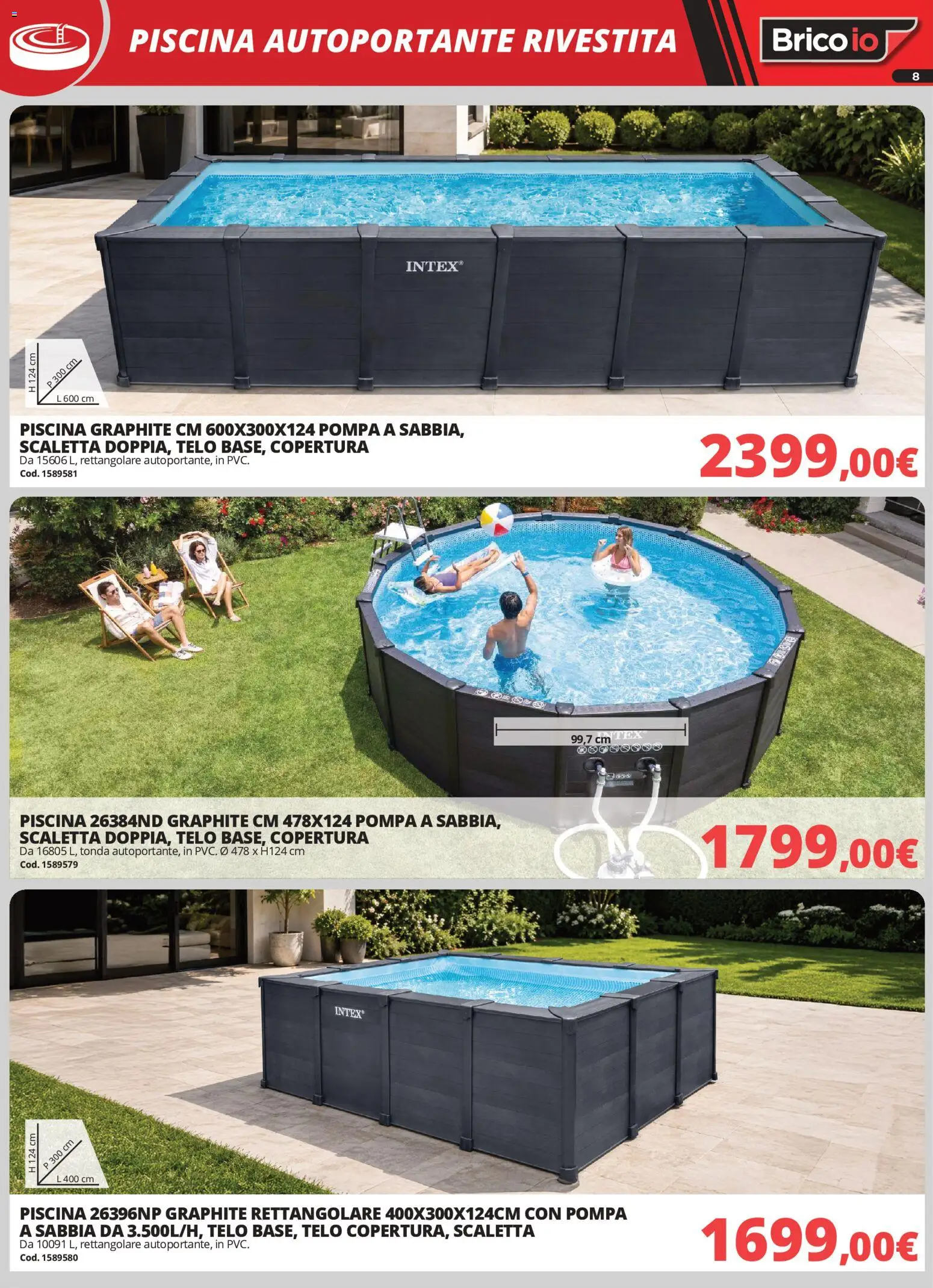 Volantino Brico io del 18/06/2026 | Pagina: 8 | Prodotti: Scaletta, Piscina