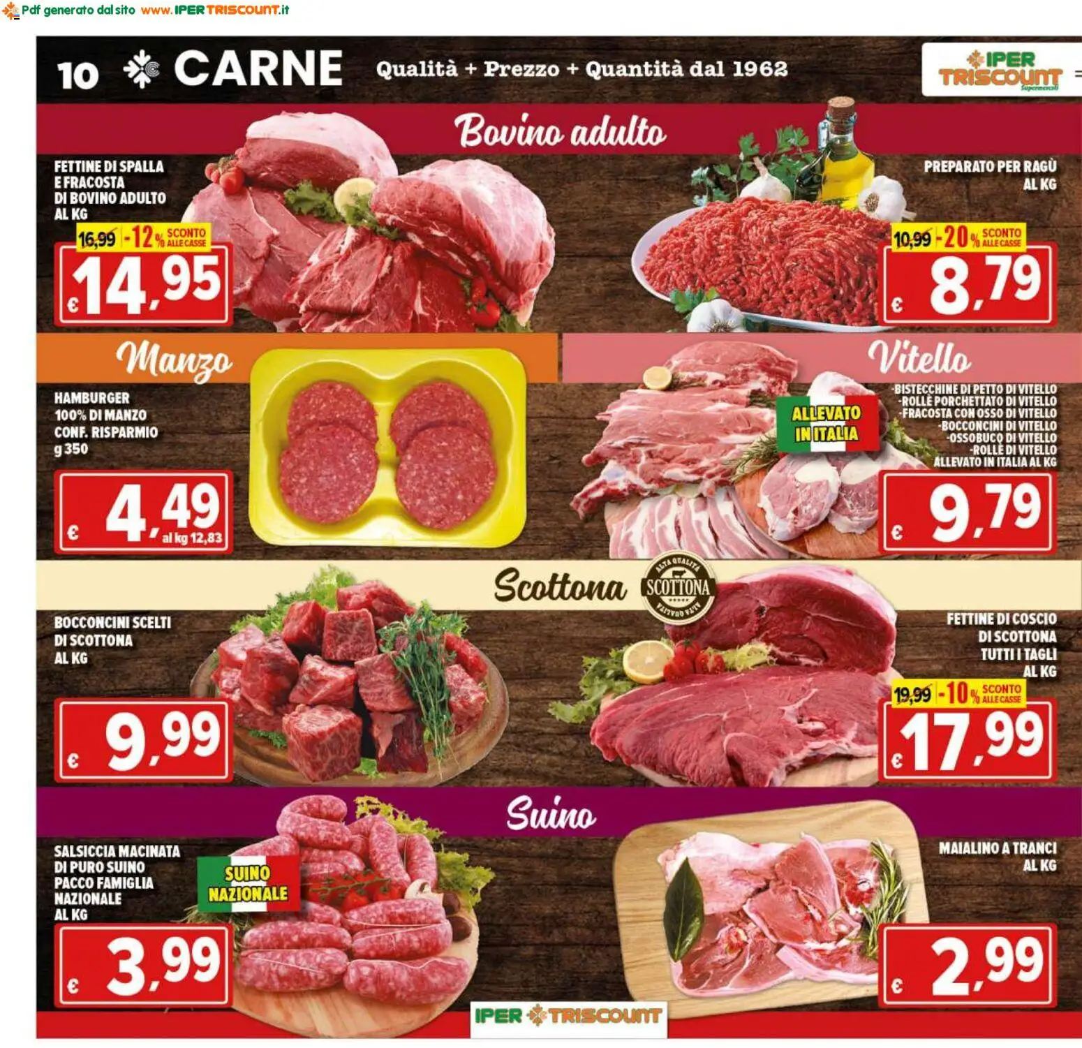 Volantino Ipertriscount del 12/08/2026 | Pagina: 10 | Prodotti: Suino, Salsiccia, Ragú, Carne