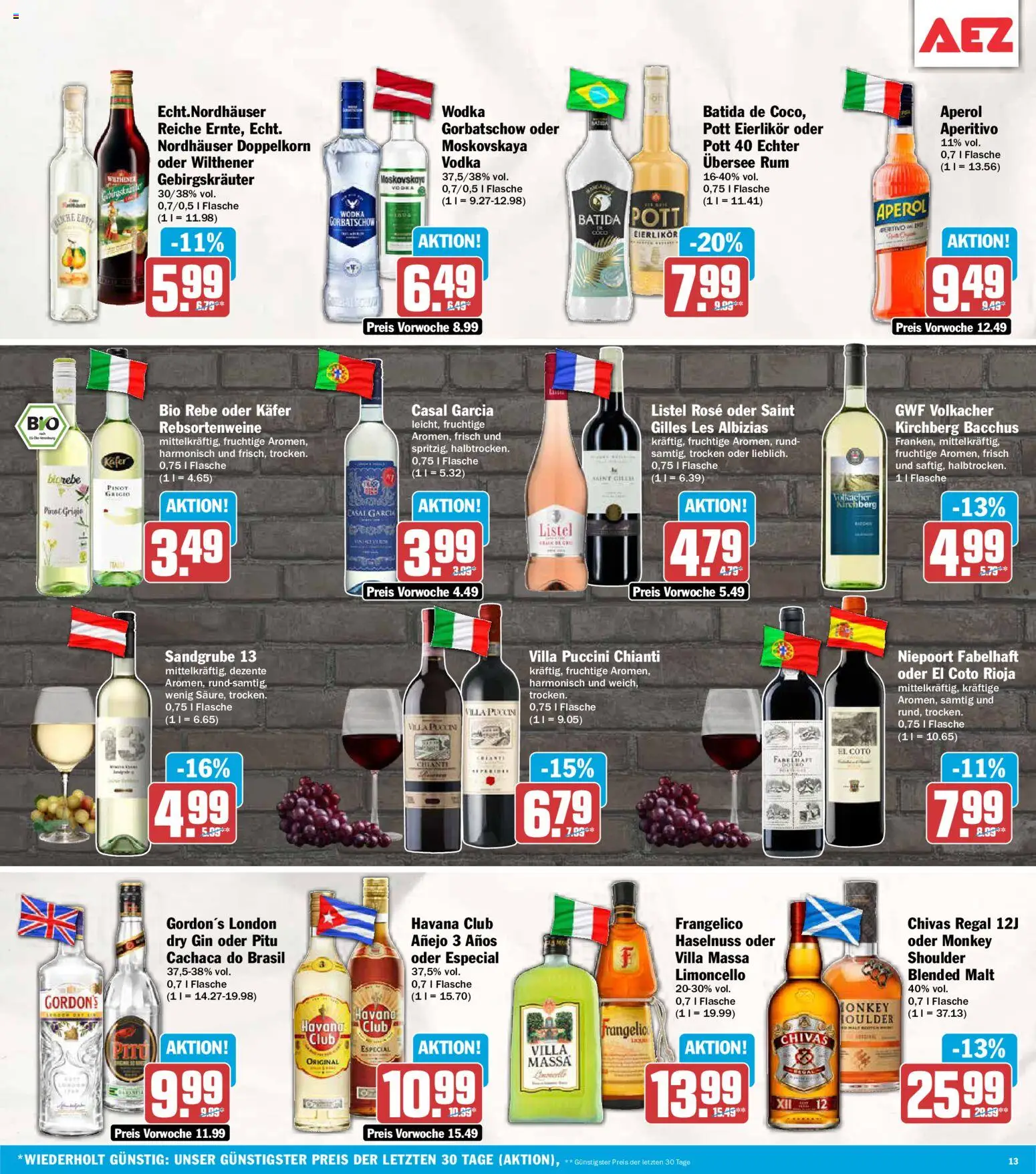 AEZ Prospekt – gültig ab 31.08.2026 | Seite: 13 | Produkte: Havana club, Limoncello, Wodka gorbatschow, Wodka