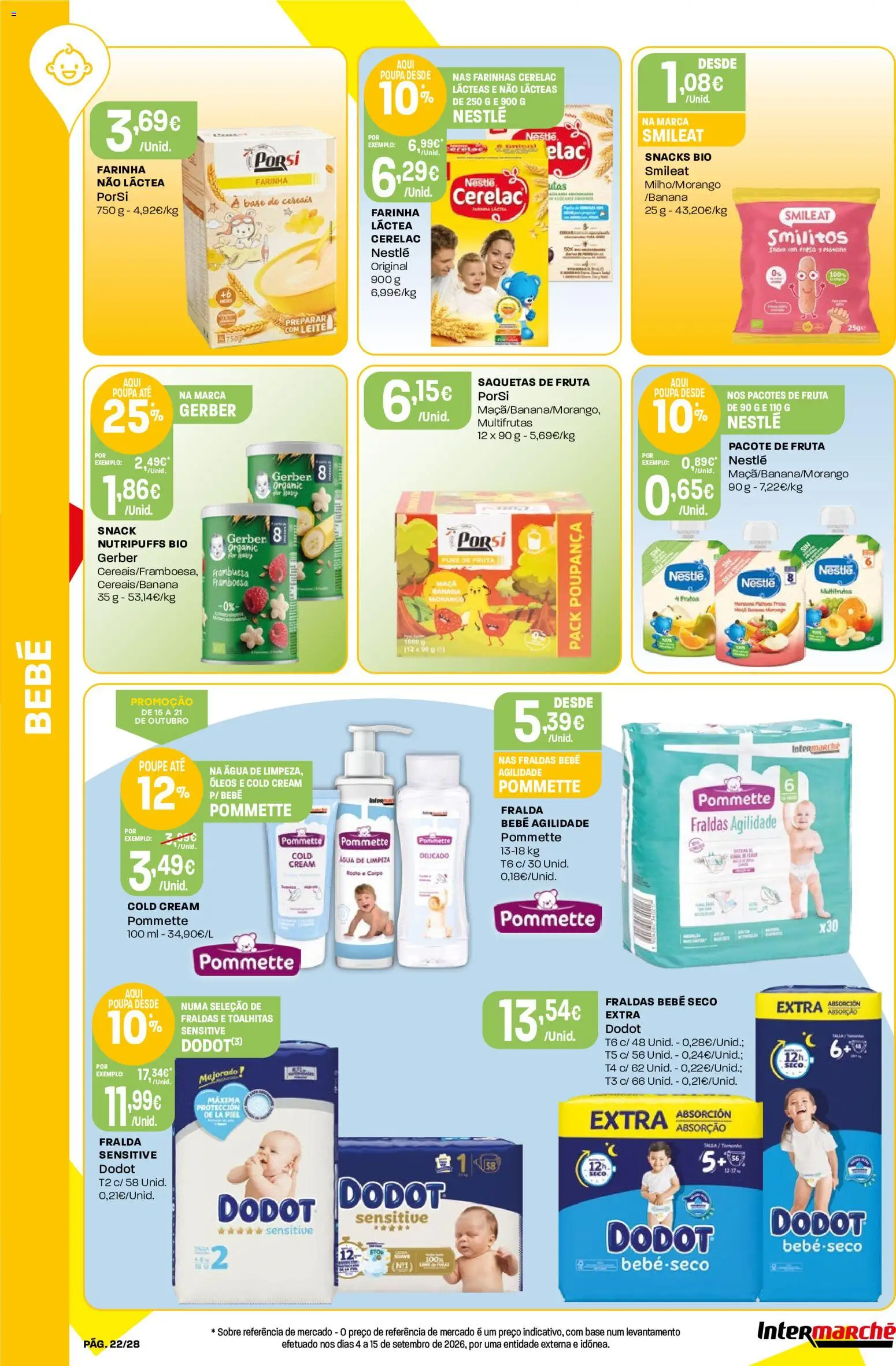 Intermarché folheto Contact │ válido de 15/10/2026 | Página: 22 | Produtos: Agua, Fraldas, Snacks, Nestlé