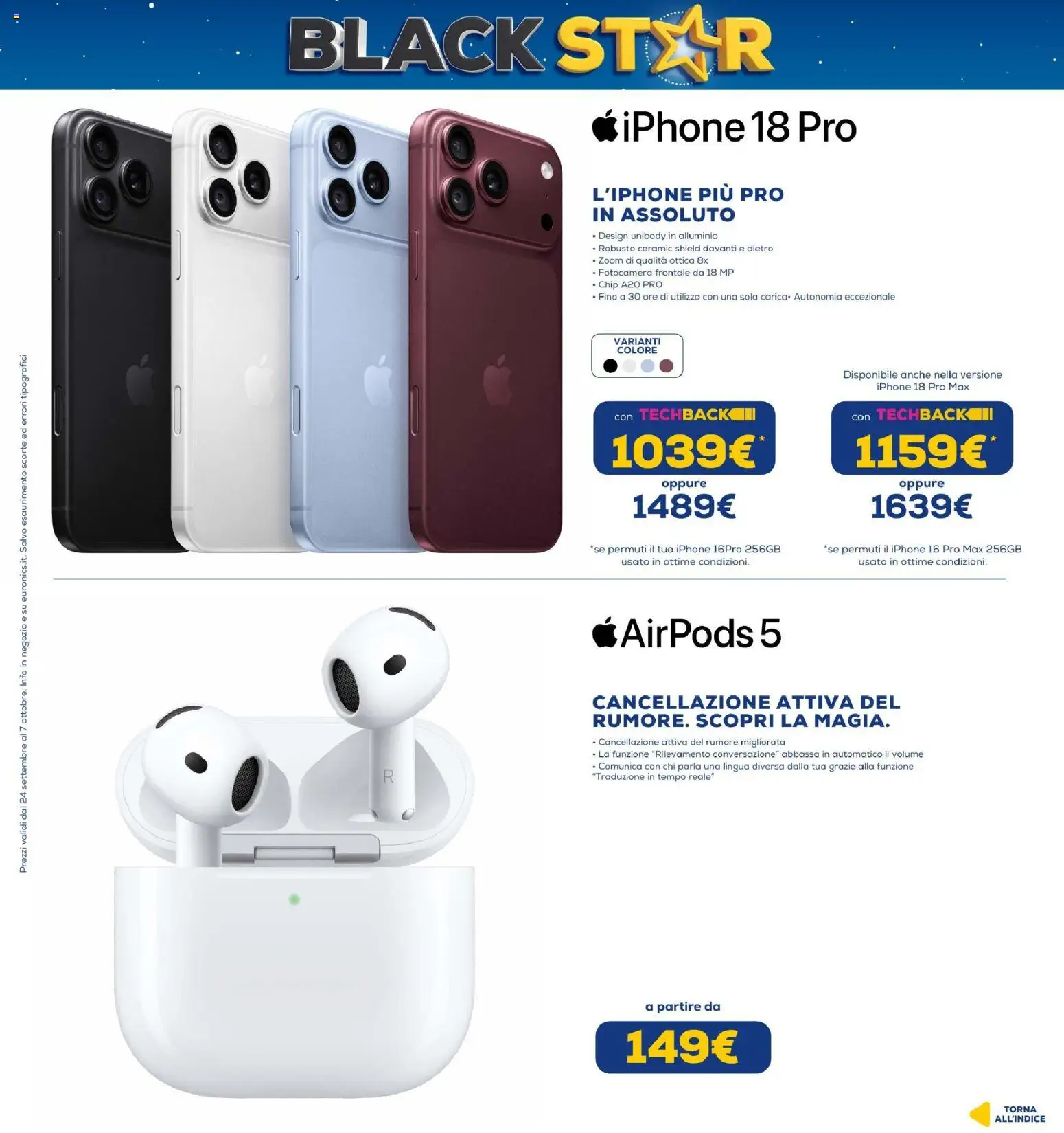 Volantino Euronics del 24/09/2026 | Pagina: 10 | Prodotti: Iphone, Fotocamera, Alluminio, Airpods