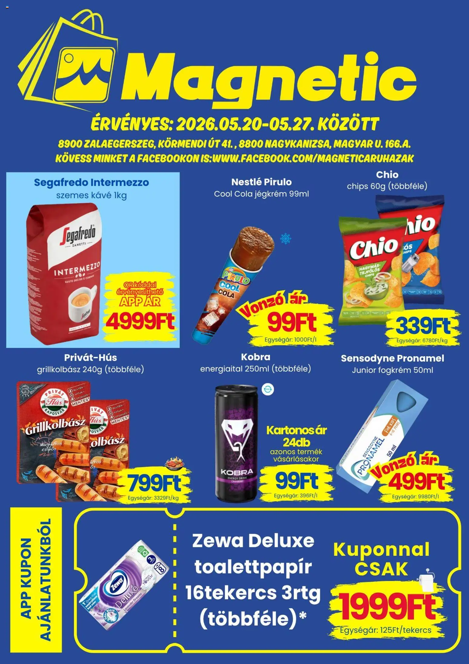 Magnetic akciós ujság - amely érvényes a következő dátumtól: 20.05.2026 | Oldal: 1 | Termékek: Energiaital, Kávé, Szemes kávé, Jégkrém
