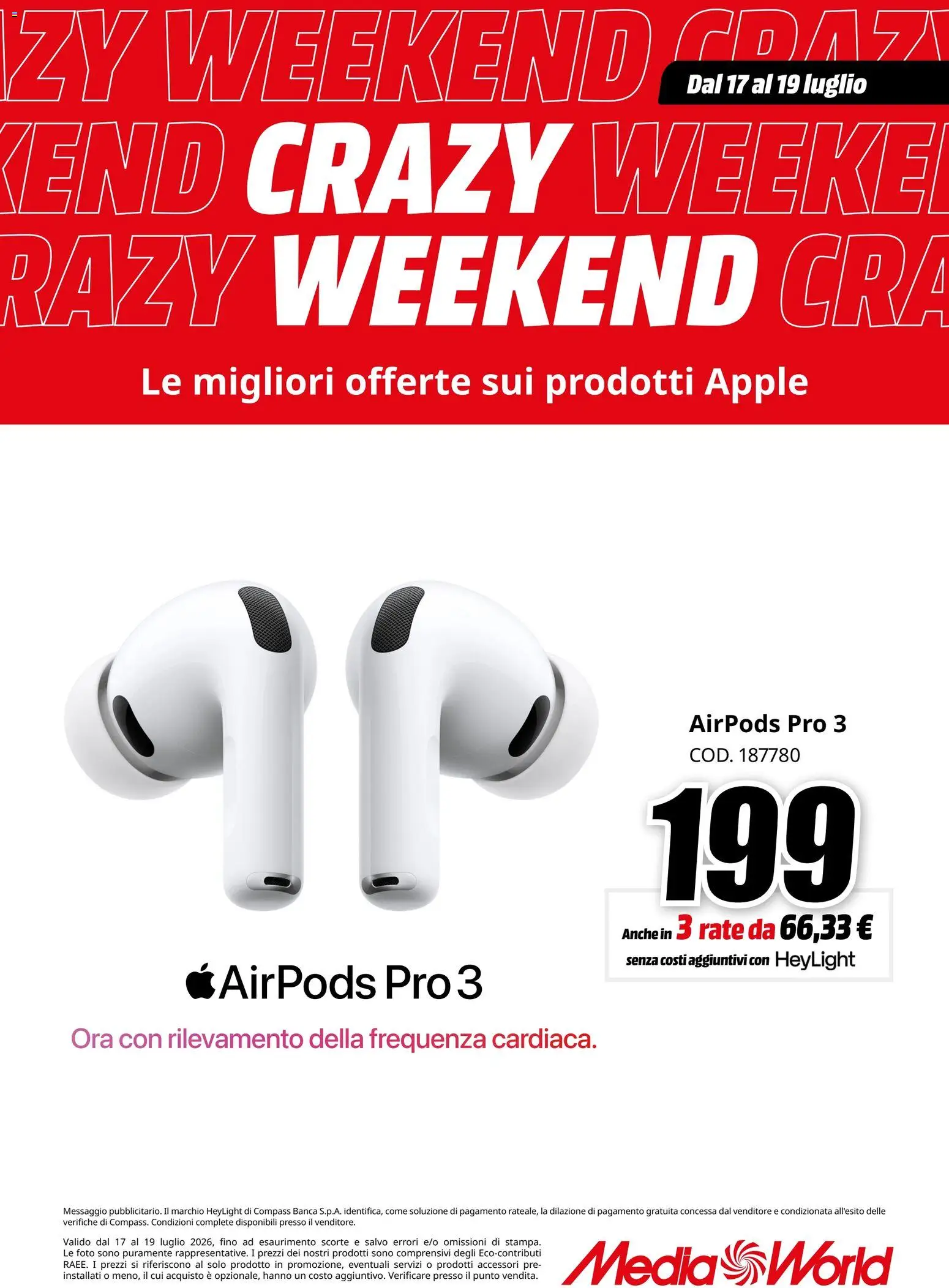 Volantino Media World del 17/07/2026 | Pagina: 3 | Prodotti: Airpods