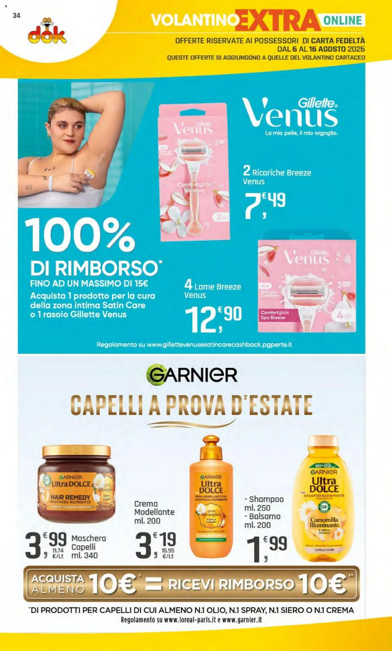 Volantino DOK del 06/08/2026 | Pagina: 34 | Prodotti: Shampoo, Crema, Maschera, Rasoio