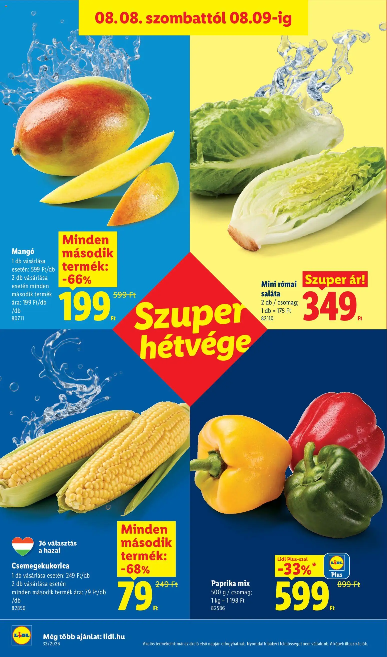 Lidl akciós ujság - amely érvényes a következő dátumtól: 2026.08.06. | Oldal: 52 | Termékek: Paprika, Római saláta, Saláta, Mangó