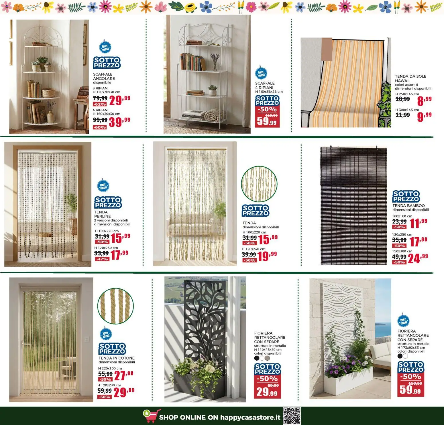 Volantino Happy Casa del 03.06.2026 | Pagina: 16 | Prodotti: Tenda da sole, Tenda, Fioriera, Scaffale