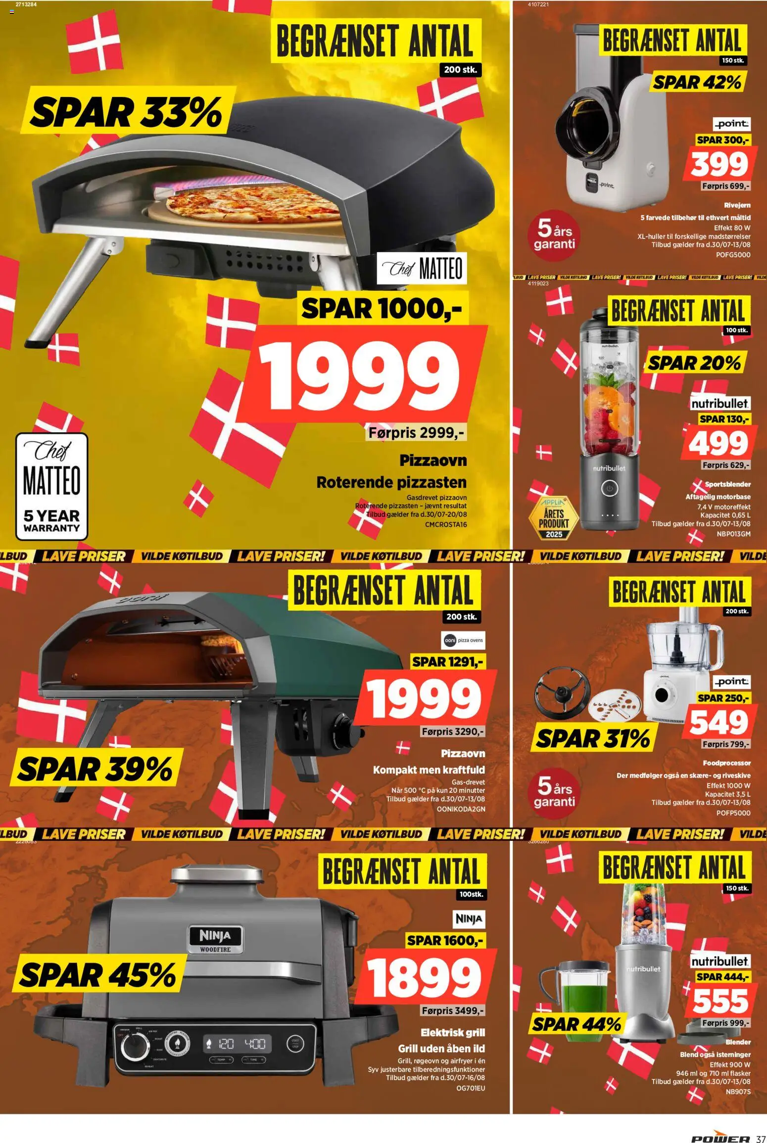 Power tilbudsavis – gyldig fra 30/07/2026 | Side: 37 | Produkter: Pizza, Rivejern, Foodprocessor, Grill