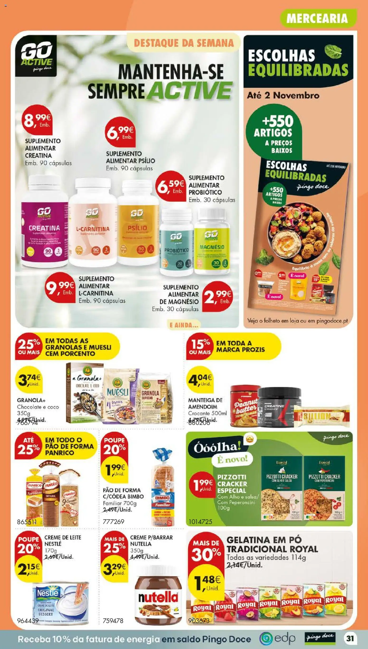 Pingo Doce folheto Poupe Este Fim de Semana │ válido de 29/10/2026 | Página: 35 | Produtos: Granola, Torradas, Leite, Creatina