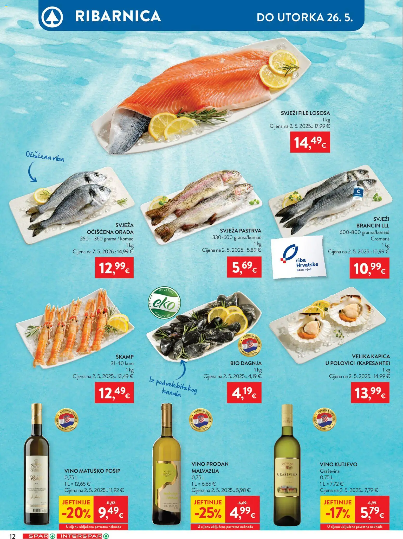 Spar katalog | vrijedi od 20.05.2026 | Stranica: 12 | Proizvodi: Pastrva, Vino, Riba, Brancin