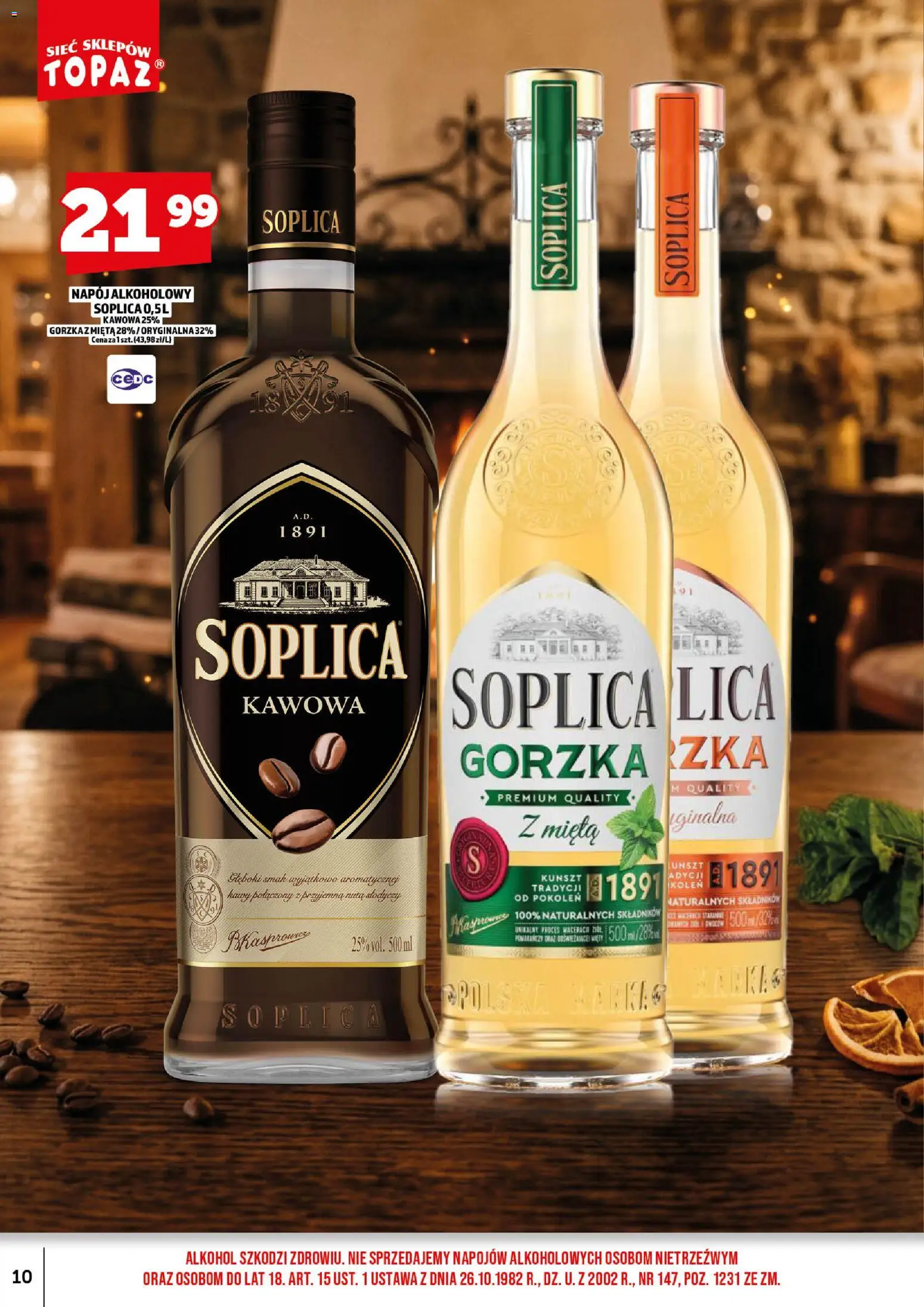 Topaz gazetka alkoholowa od 01.09.2026 | Strona: 12 | Produkty: Soplica, Mięta, Alkohol