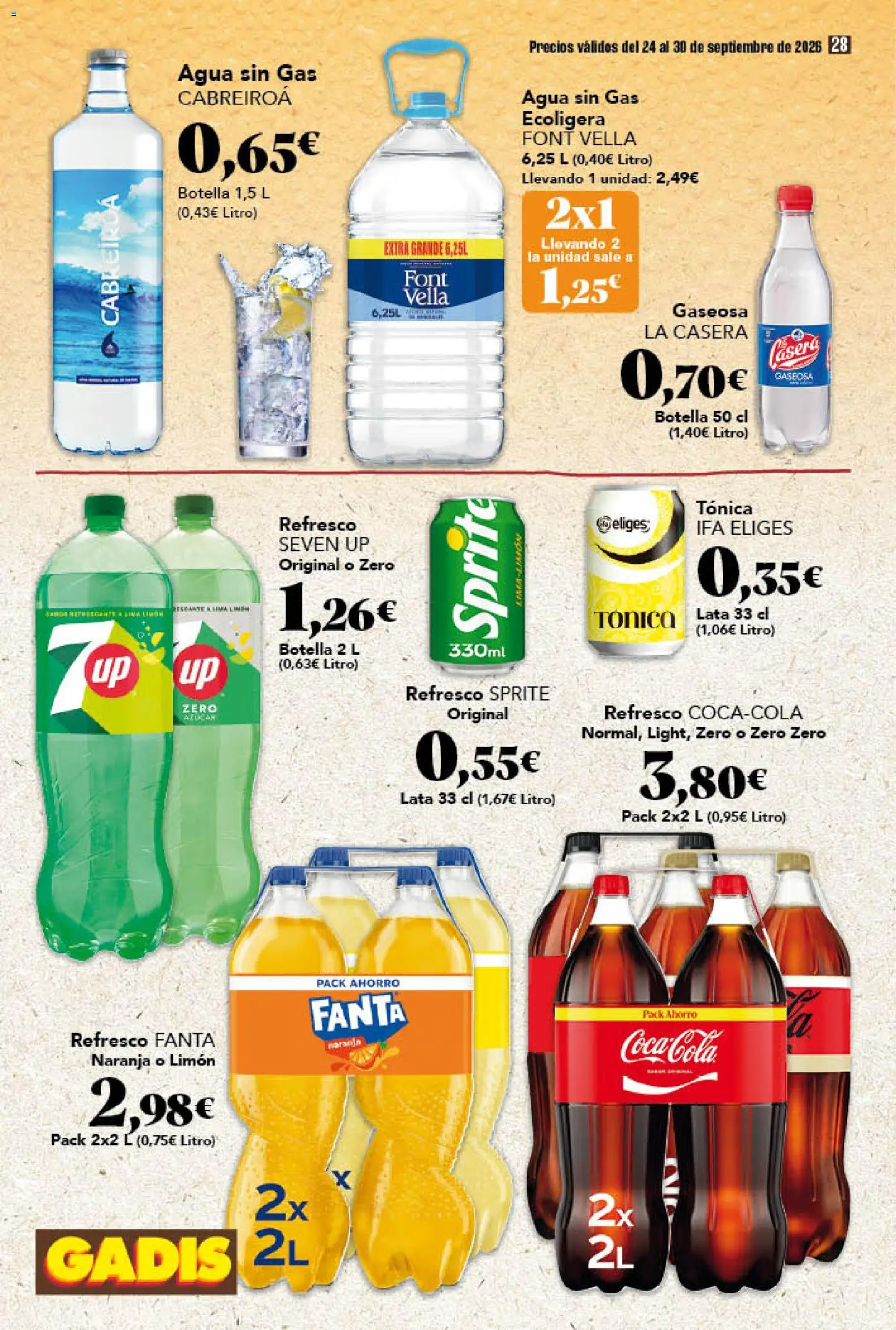 Gadis folleto │ válido desde el 24/09/2026 | Página: 28 | Productos: Tónica, Fanta, Limón, Sprite