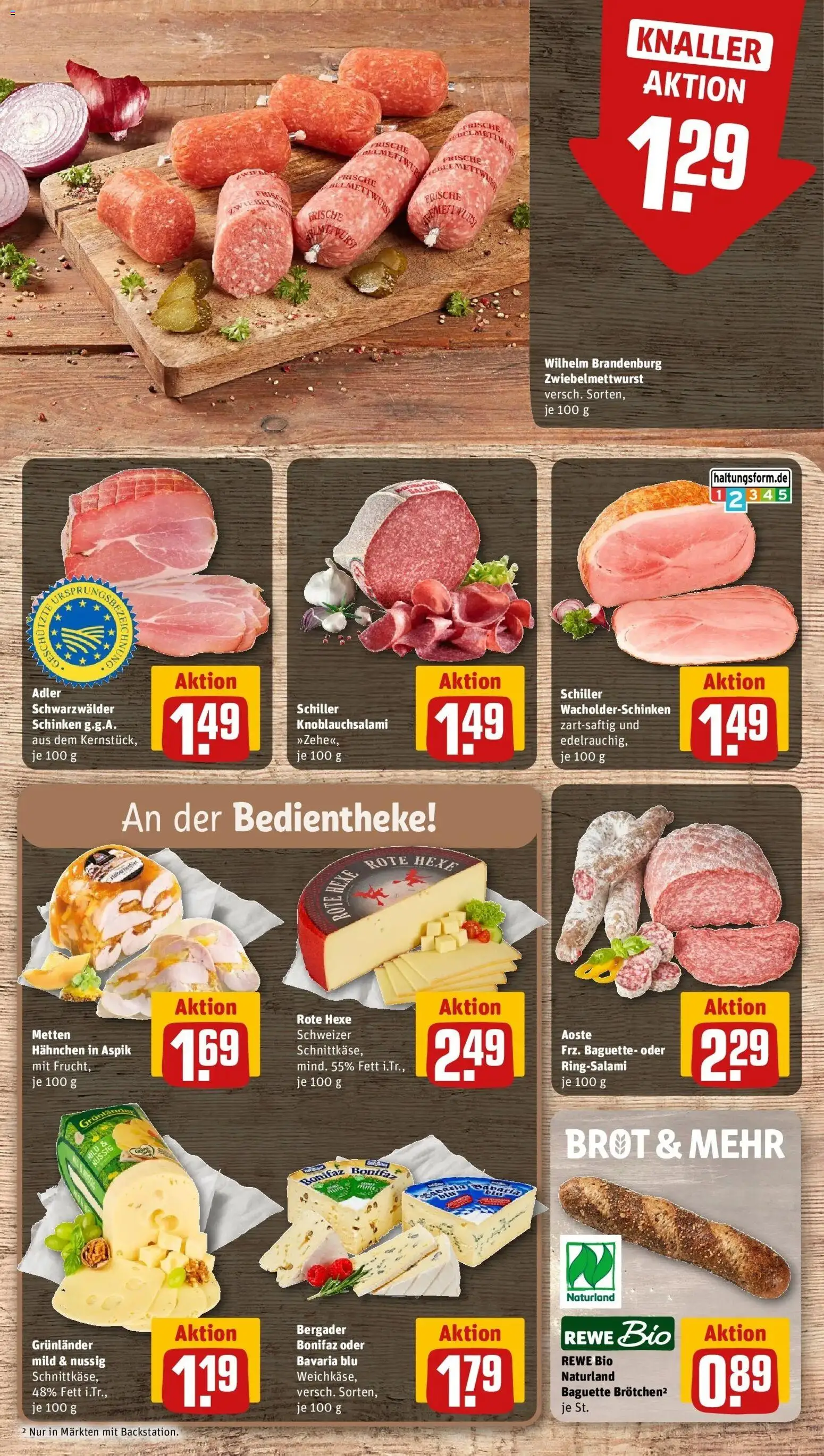 REWE Prospekt ab 24.08.2026 zum Blättern » Angebote | Seite: 9 | Produkte: Baguette, Grunlander, Brot, Schinken