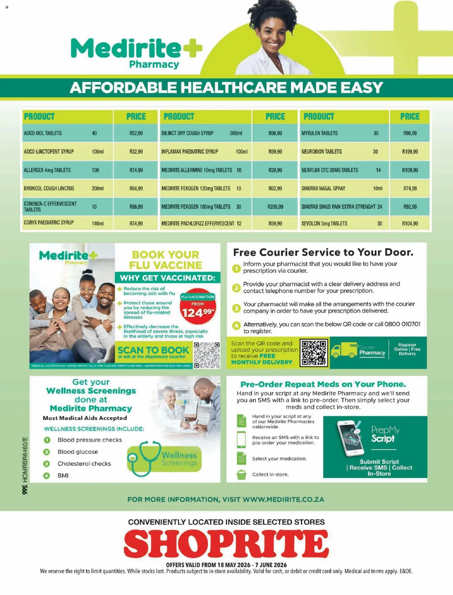 New Shoprite catalogue – valid from 18.05.2026 | Page: 4 | Products: Cough syrup, Syrup, Nasal spray