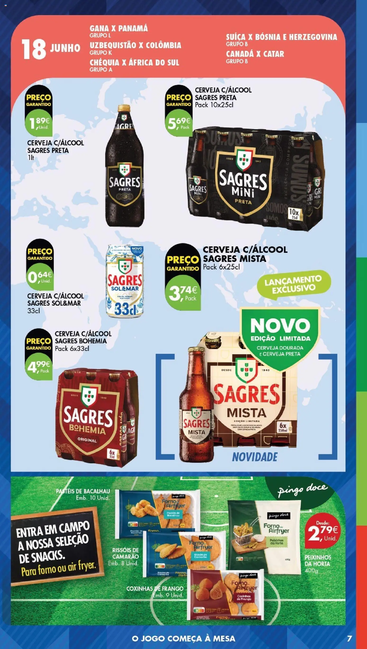 Pingo Doce Bebidas e Petiscos 2026 │ válido de 09.06.2026 | Página: 7 | Produtos: Dourada, Camarão, Mesa, Cerveja