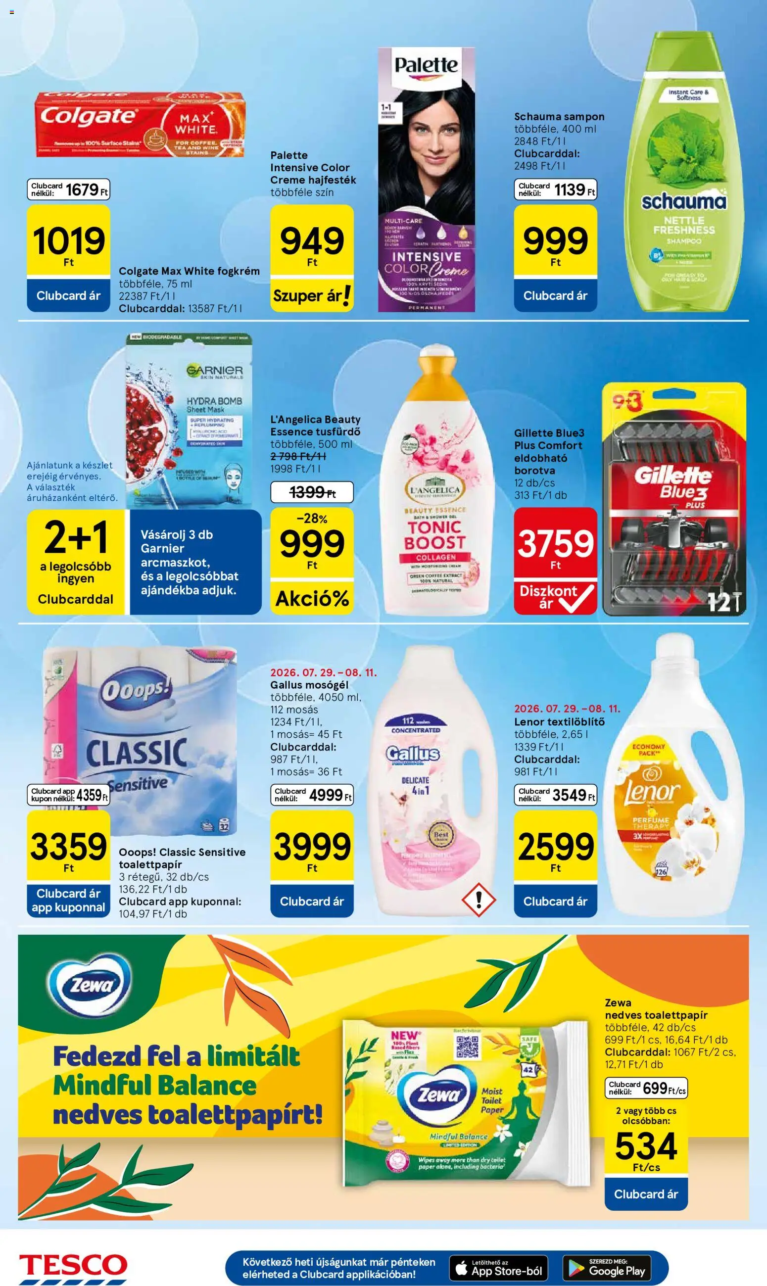 Tesco akciós ujság - amely érvényes a következő dátumtól: 2026.08.06. | Oldal: 26 | Termékek: Colgate, Gillette, Hajfesték, Sampon