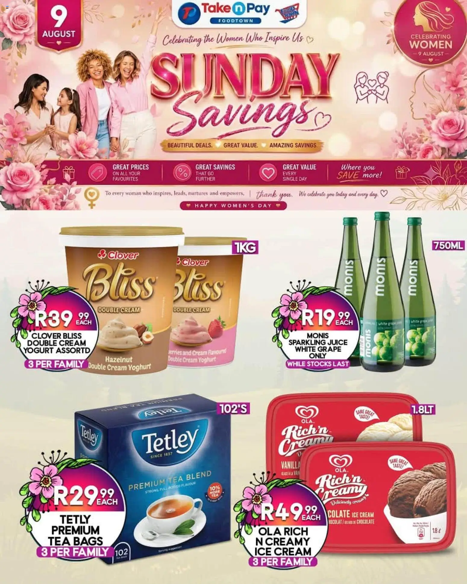 New Take n Pay catalogue – valid from 09/08/2026 | Page: 1 | Products: Vanilla, Yogurt, Chocolate, Tea