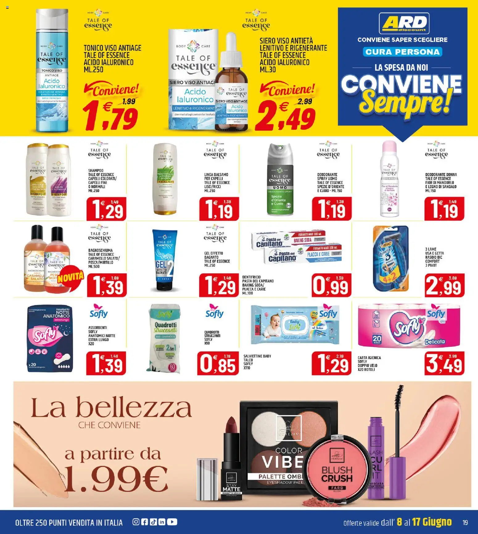 Volantino ARD Discount del 08.06.2026 | Pagina: 19 | Prodotti: Shampoo, Carta igienica, Bagnoschiuma, Blush