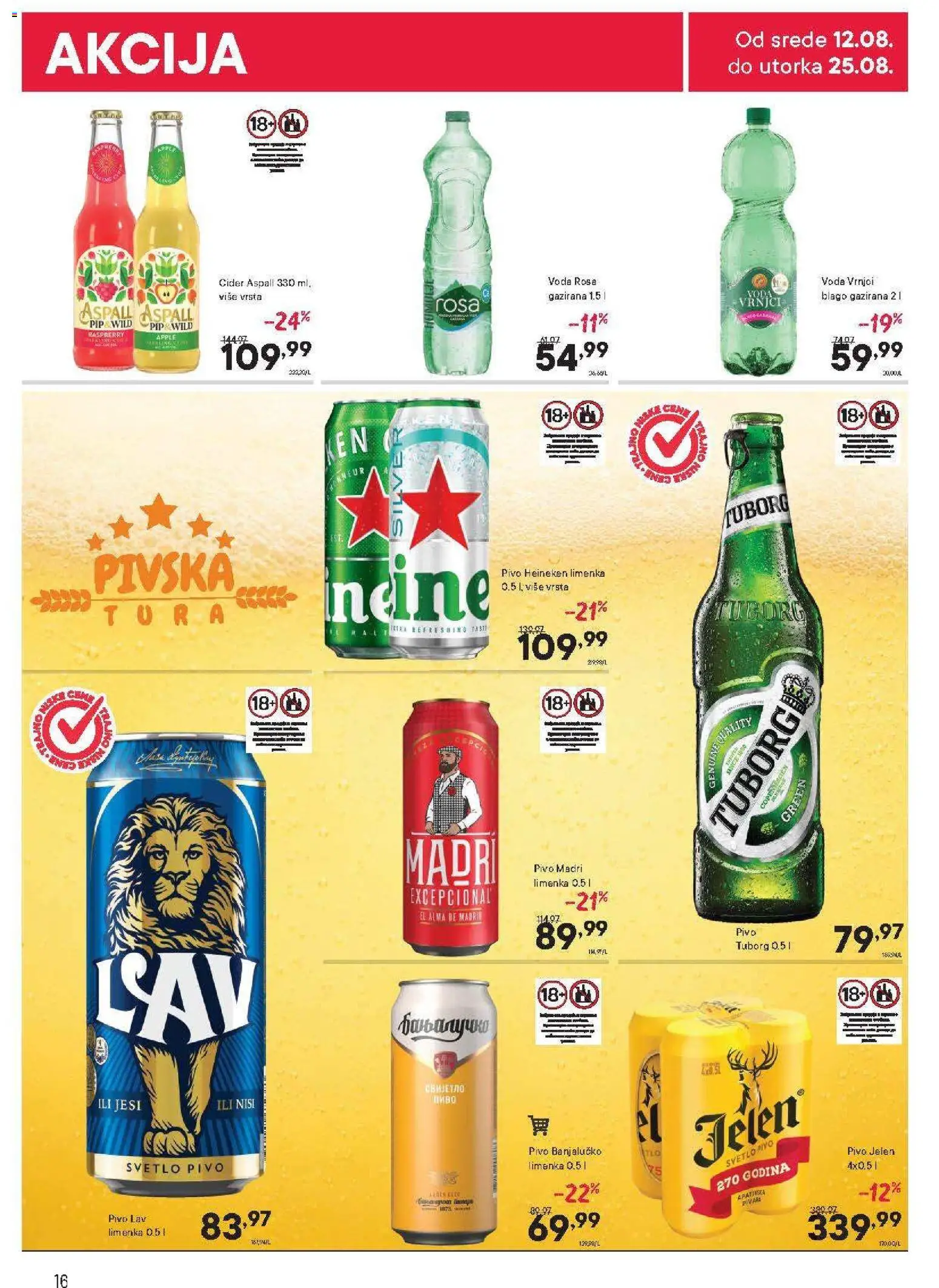 PerSu katalog - važi od 12.08.2026 | Strana: 16 | Proizvode: Heineken, Tuborg, Cider, Pivo
