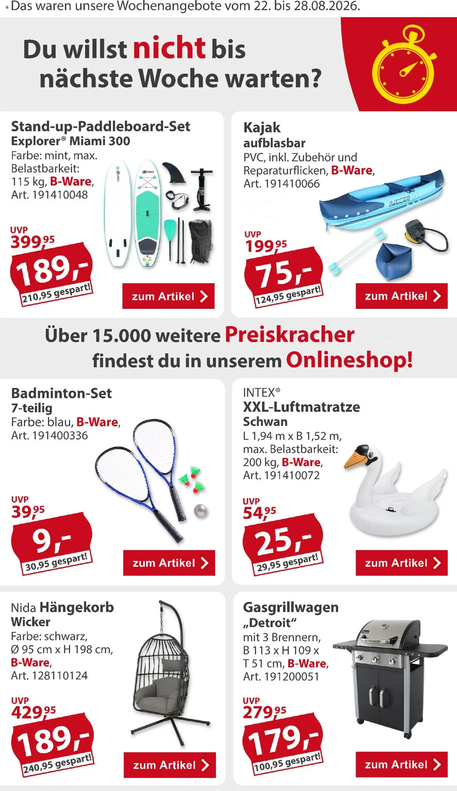 Sonderpreis Baumarkt Prospekt – gültig ab 22.08.2026 | Seite: 2 | Produkte: Badmintonset
