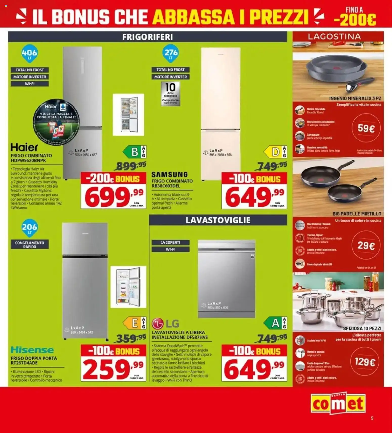 Volantino Comet del 10.04.2026 | Pagina: 5 | Prodotti: Compressore, Lavastoviglie, Samsung
