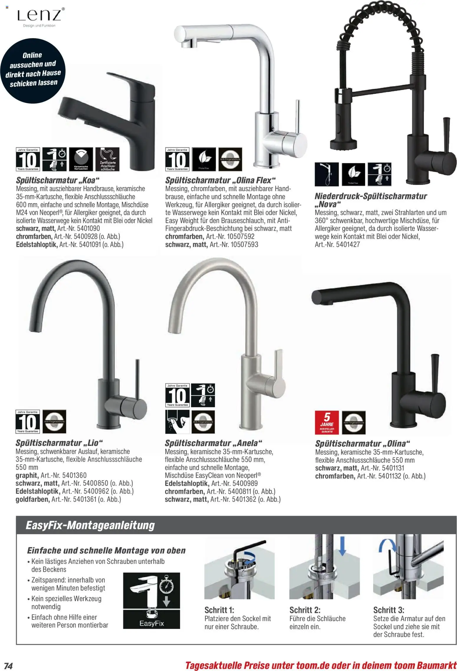 Toom Baumarkt Bad, Sanitär & Zubehör 2026 – gültig ab 01.01.2026 | Seite: 74 | Produkte: Armatur, Wasser