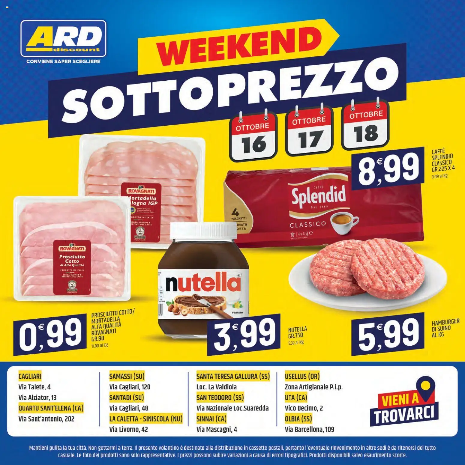 Volantino ARD Discount del 08/10/2026 | Pagina: 16 | Prodotti: Latte, Prosciutto, Mortadella, Hamburger