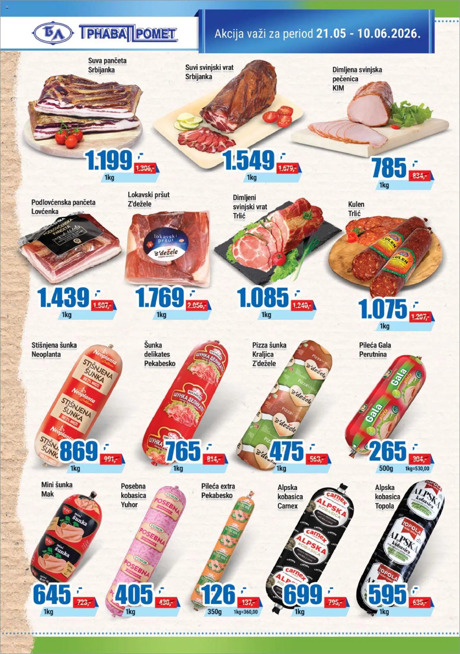 Trnava Promet katalog - važi od 21.05.2026 | Strana: 2 | Proizvode: Šunka, Pizza šunka, Kobasica, Pečenica