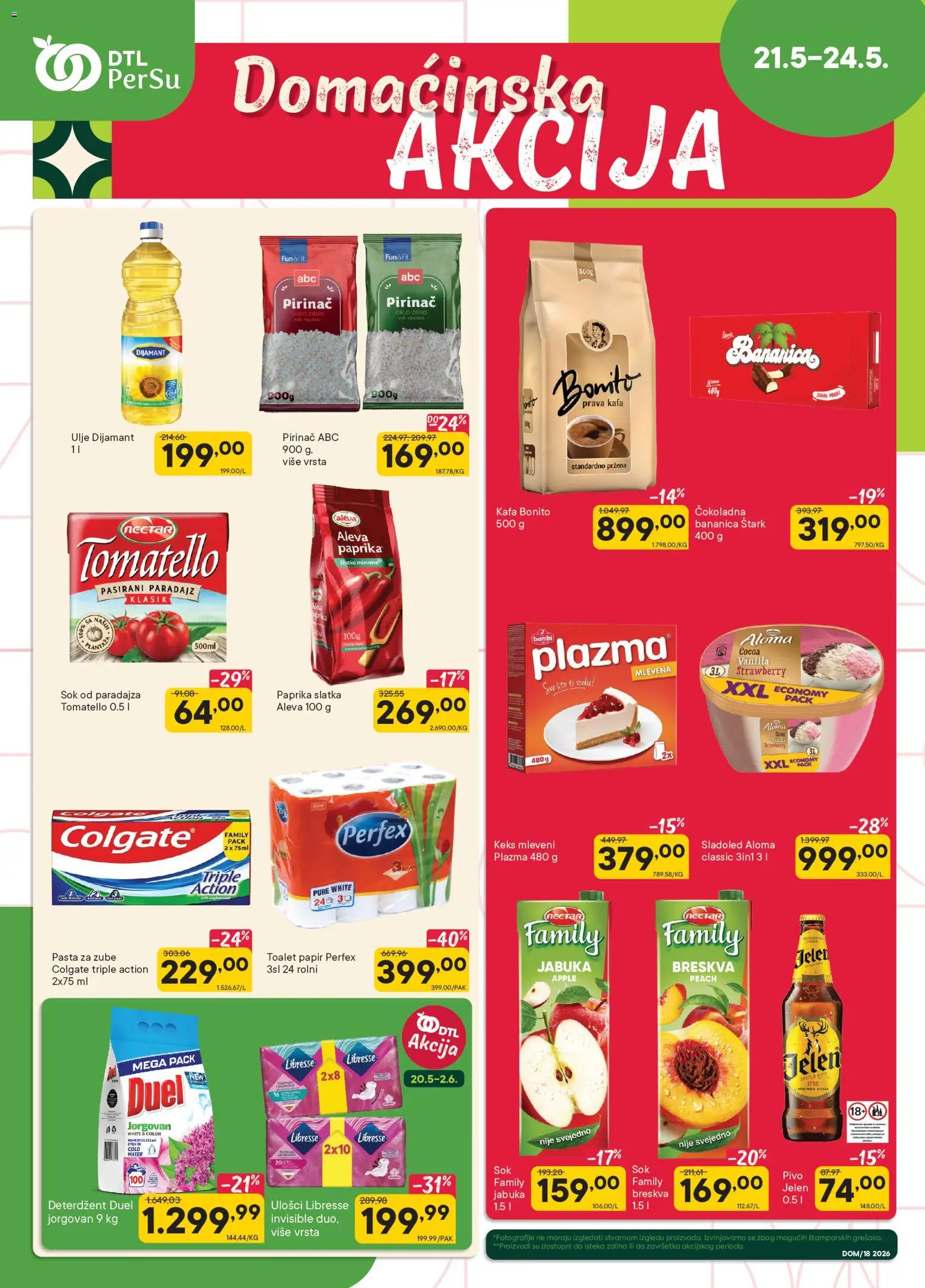 PerSu katalog - važi od 21.05.2026 | Strana: 1 | Proizvode: Toalet papir, Sok od paradajza, Ulje, Kafa