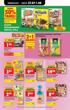 Pogląd oferty "PŁATKI ŚNIADANIOWE NESTLÉ, 375 g, Płatki śniadaniowe Nestlé, 375 g" - ważna od 27.07.2026 | Strona: 64 | Produkty: Bułeczki śniadaniowe, Żelazo, Paluszki, Paluszki chlebowe