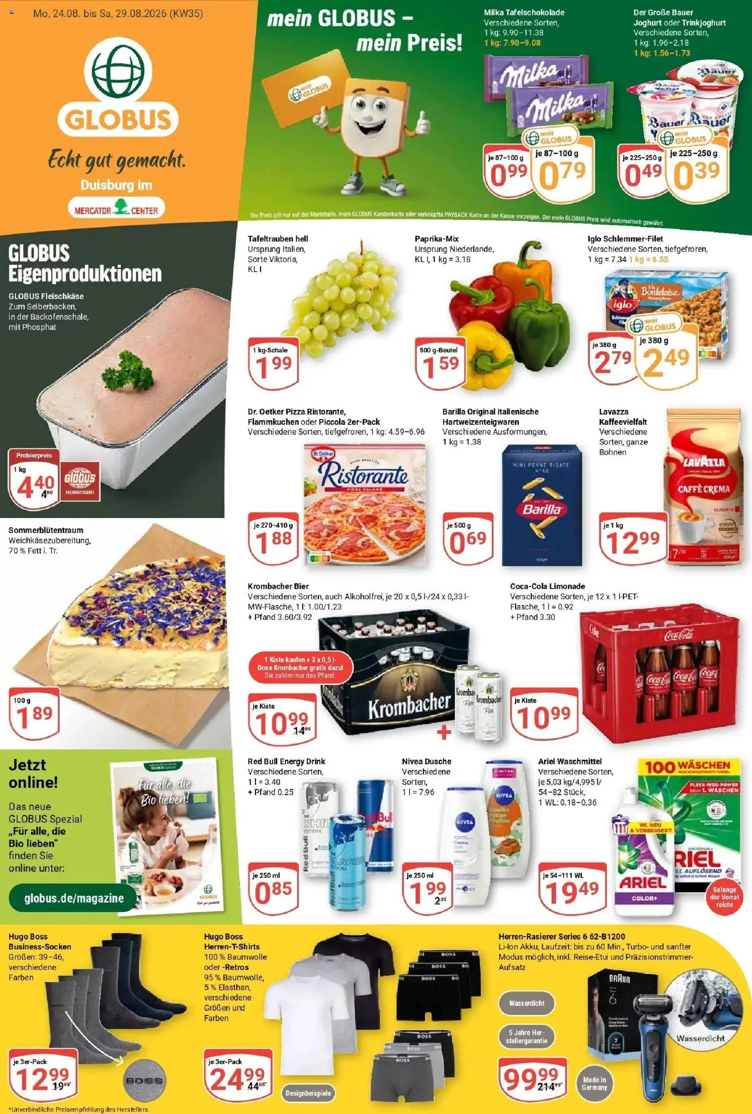 Globus Prospekt Duisburg (ab 24.08.2026) » Angebote online | Seite: 5 | Produkte: Joghurt, Barilla, Bier, Trinkjoghurt