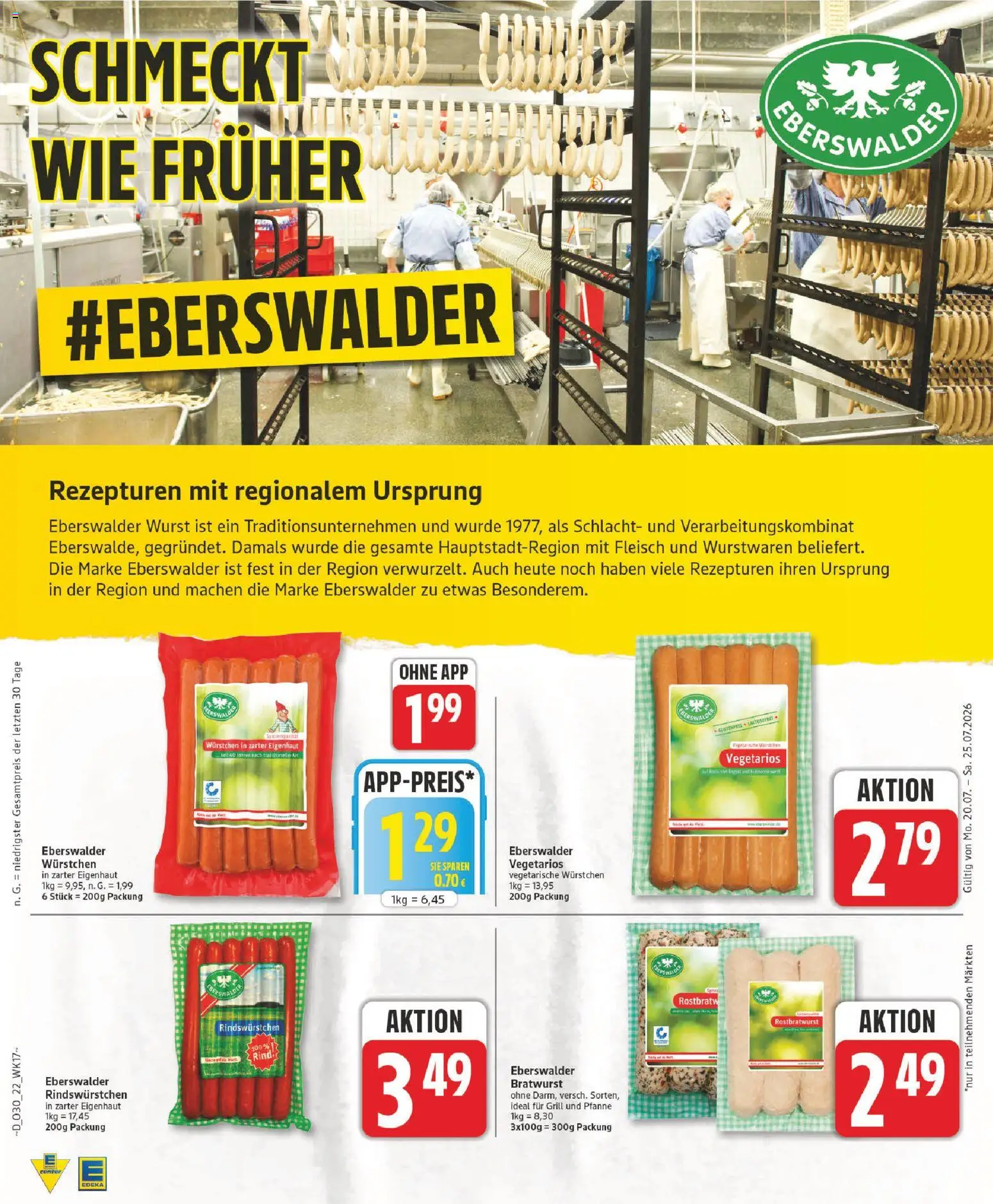 Edeka Prospekt – gültig ab 20.07.2026 | Seite: 22 | Produkte: Grill, Bratwurst, Wurst, Fleisch