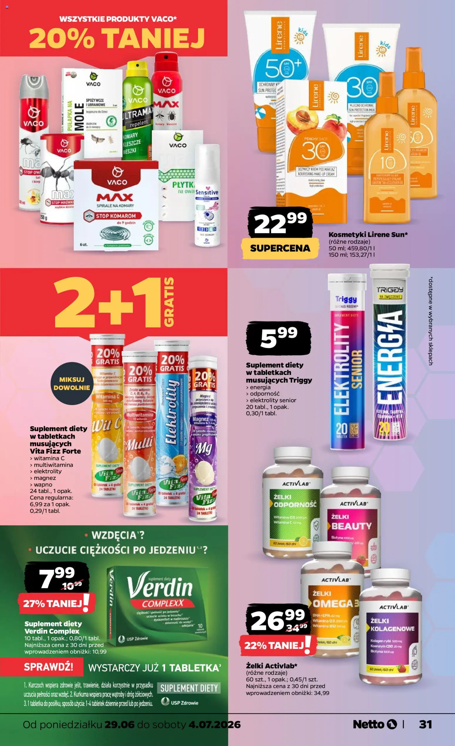 Netto gazetka od poniedziałku spożywcza od 29.06.2026 | Strona: 31 | Produkty: Kurkuma, Makijaż, Żelki, Krem