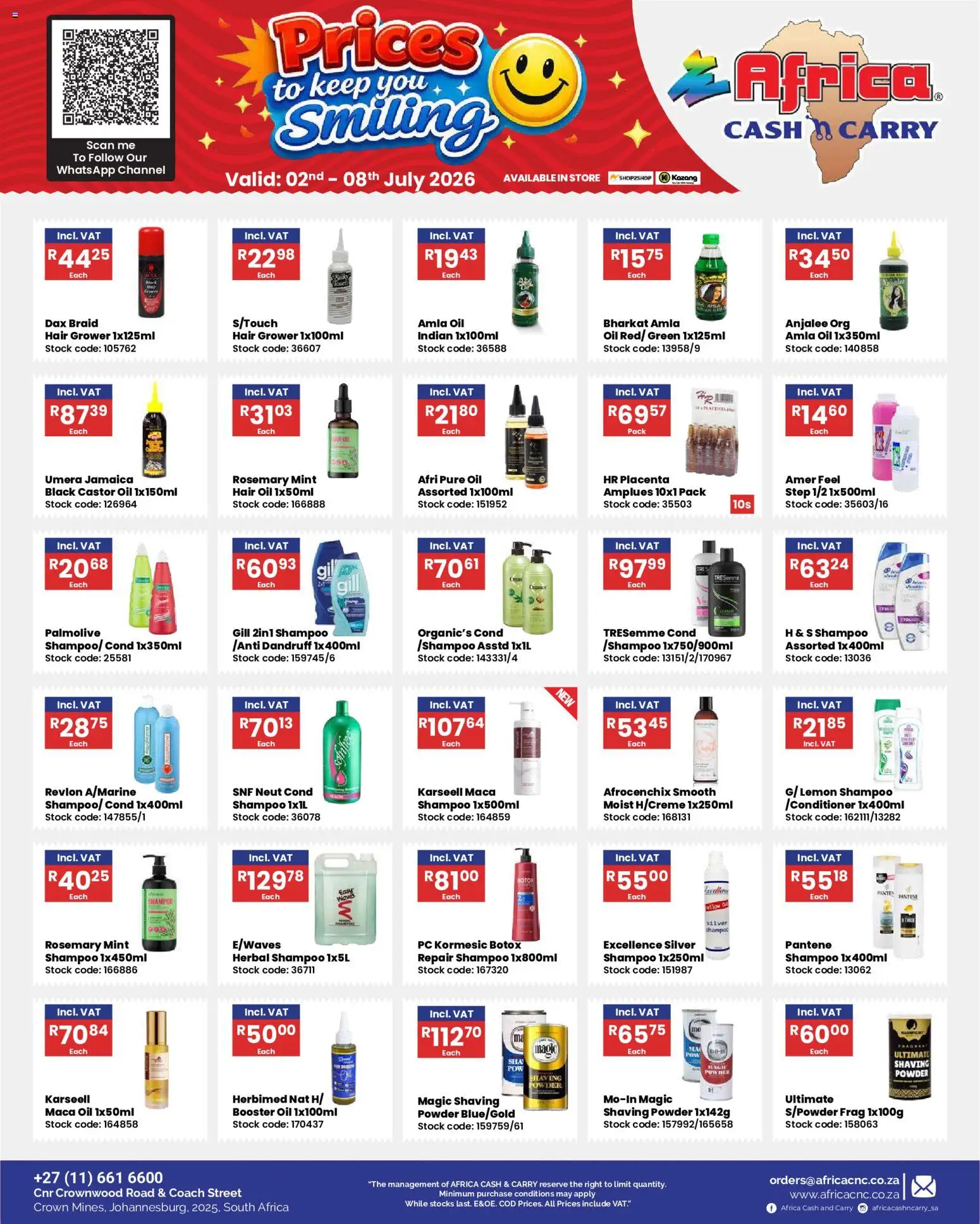 New Africa Cash & Carry catalogue – valid from 02/07/2026 | Page: 2 | Products: PC, Shampoo, Stock, Lemon