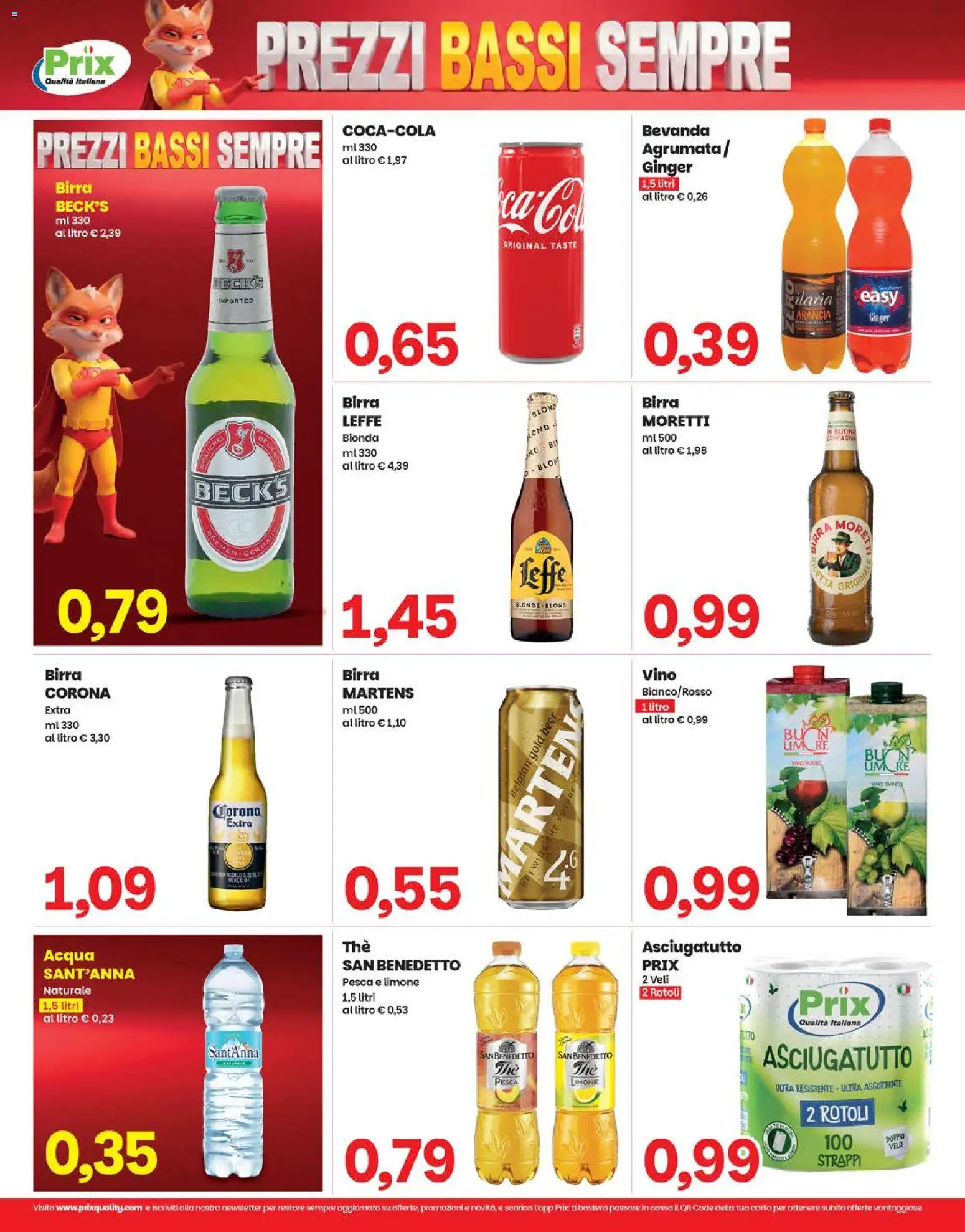 Volantino Prix del 15.06.2026 | Pagina: 10 | Prodotti: Birra, Acqua, Limone, Vino