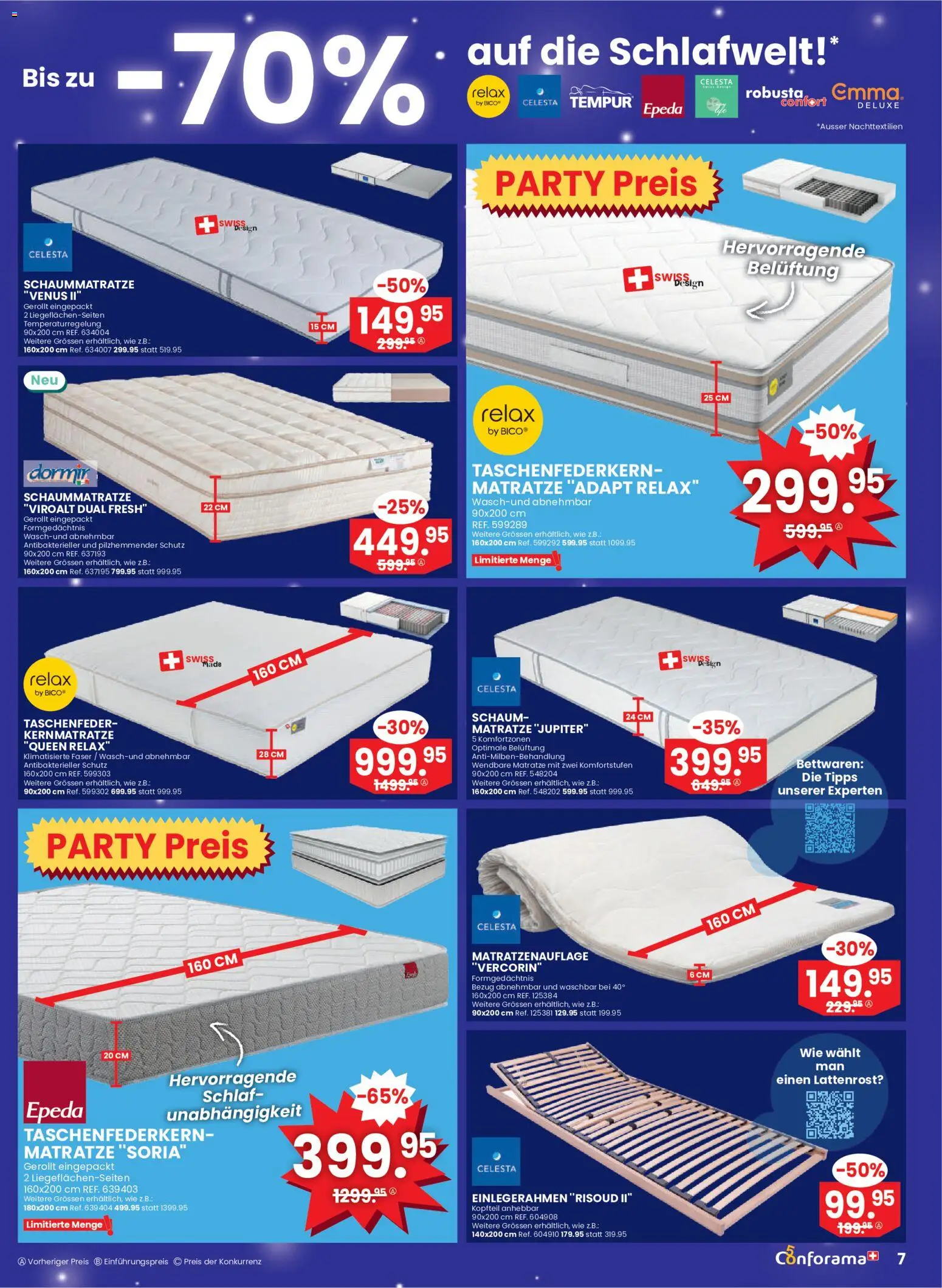 Conforama aktionen Nr 36 – gültig ab 02.09.2026 | Seite: 7 | Produkte: Matratze, Lattenrost