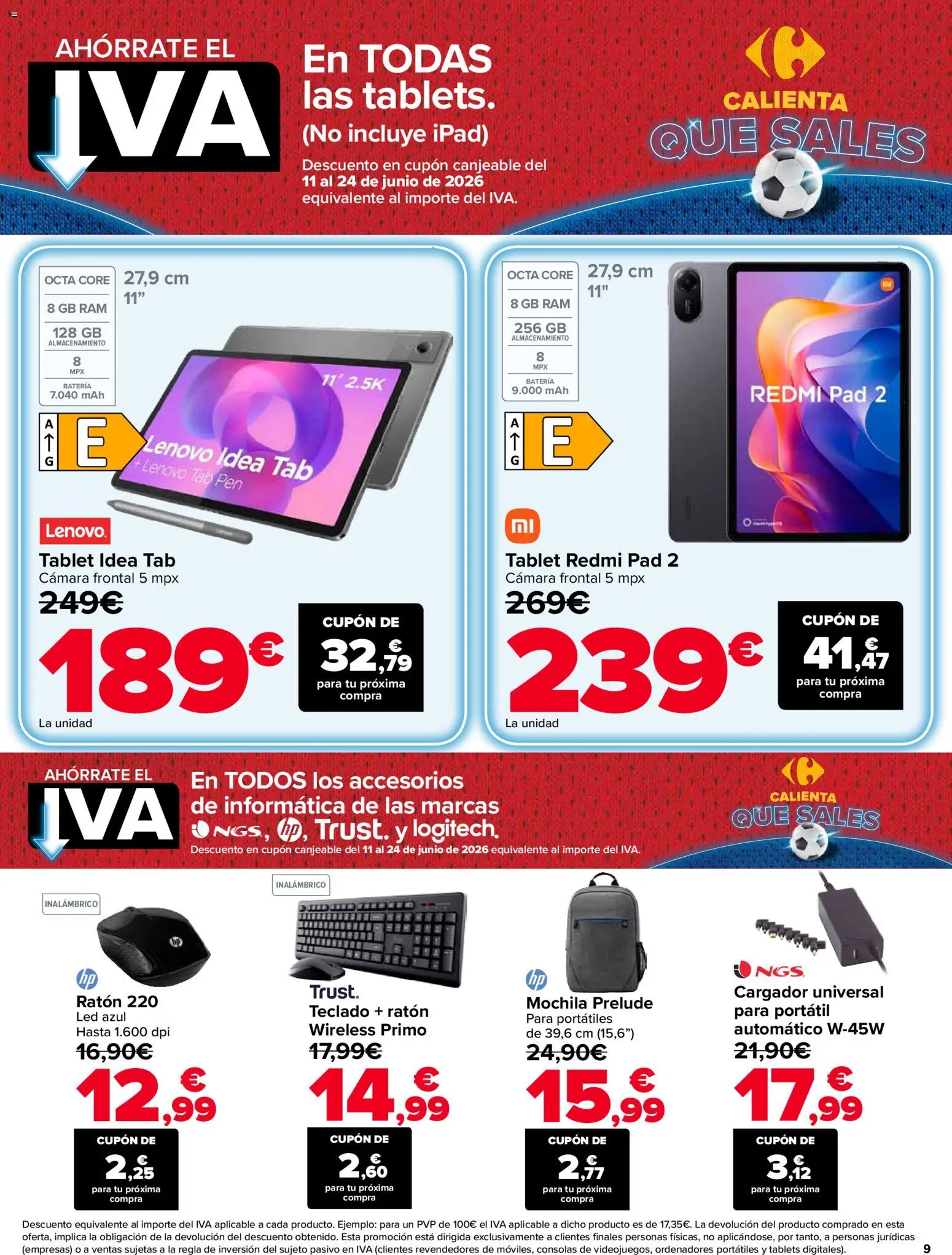 Carrefour folleto │ válido desde el 01.06.2026 | Página: 9 | Productos: Mochila, Ipad, Cámara, Batería